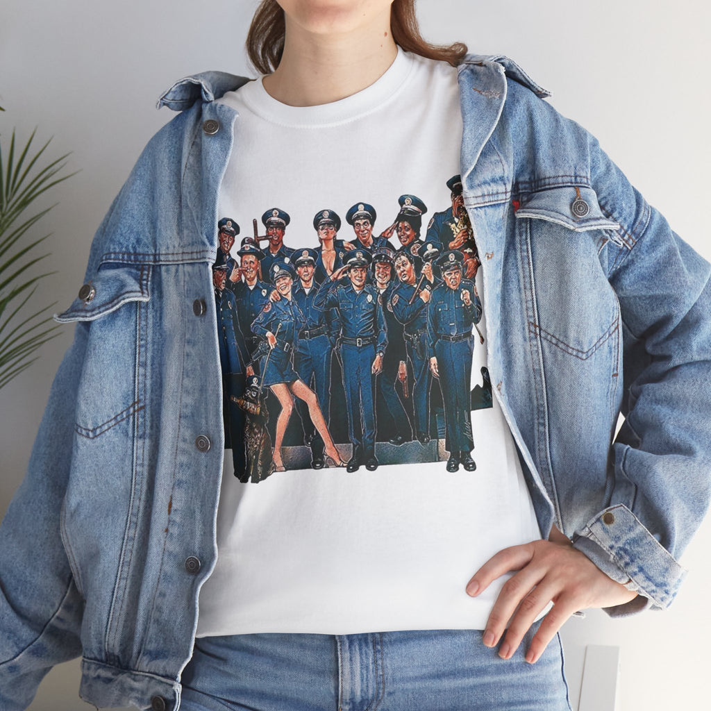 Police Academy Movie Inspired Cotton T‑Shirt — Retro Squad Photo Tee