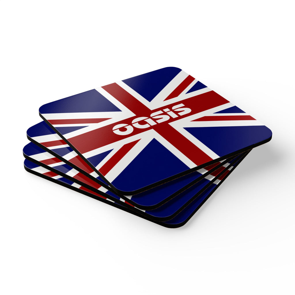 Oasis Union Jack Cork Coaster Set — British Flag Drink Coasters (4-Pack)