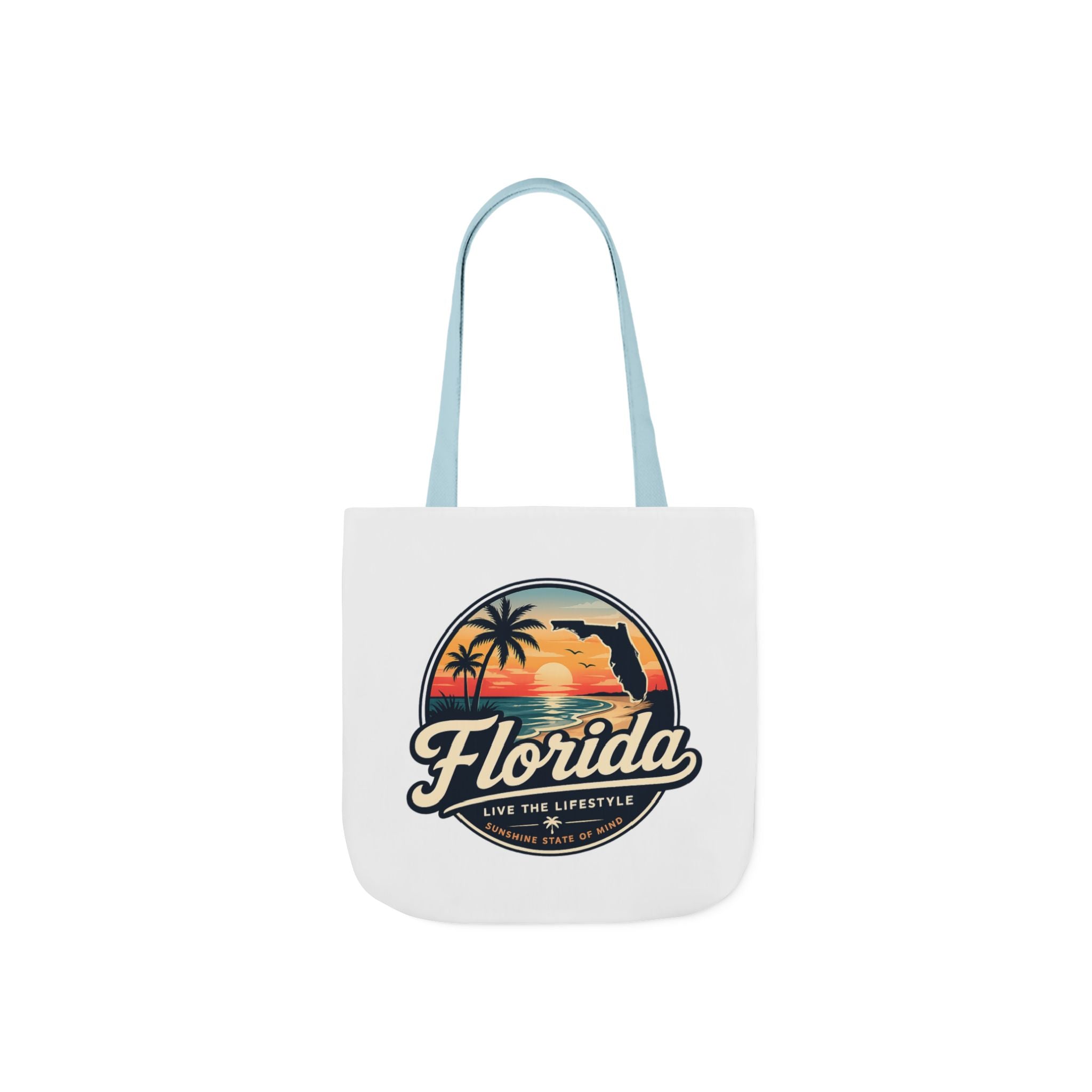 Florida Sunset Canvas Tote Bag — Retro Palm Beach Design