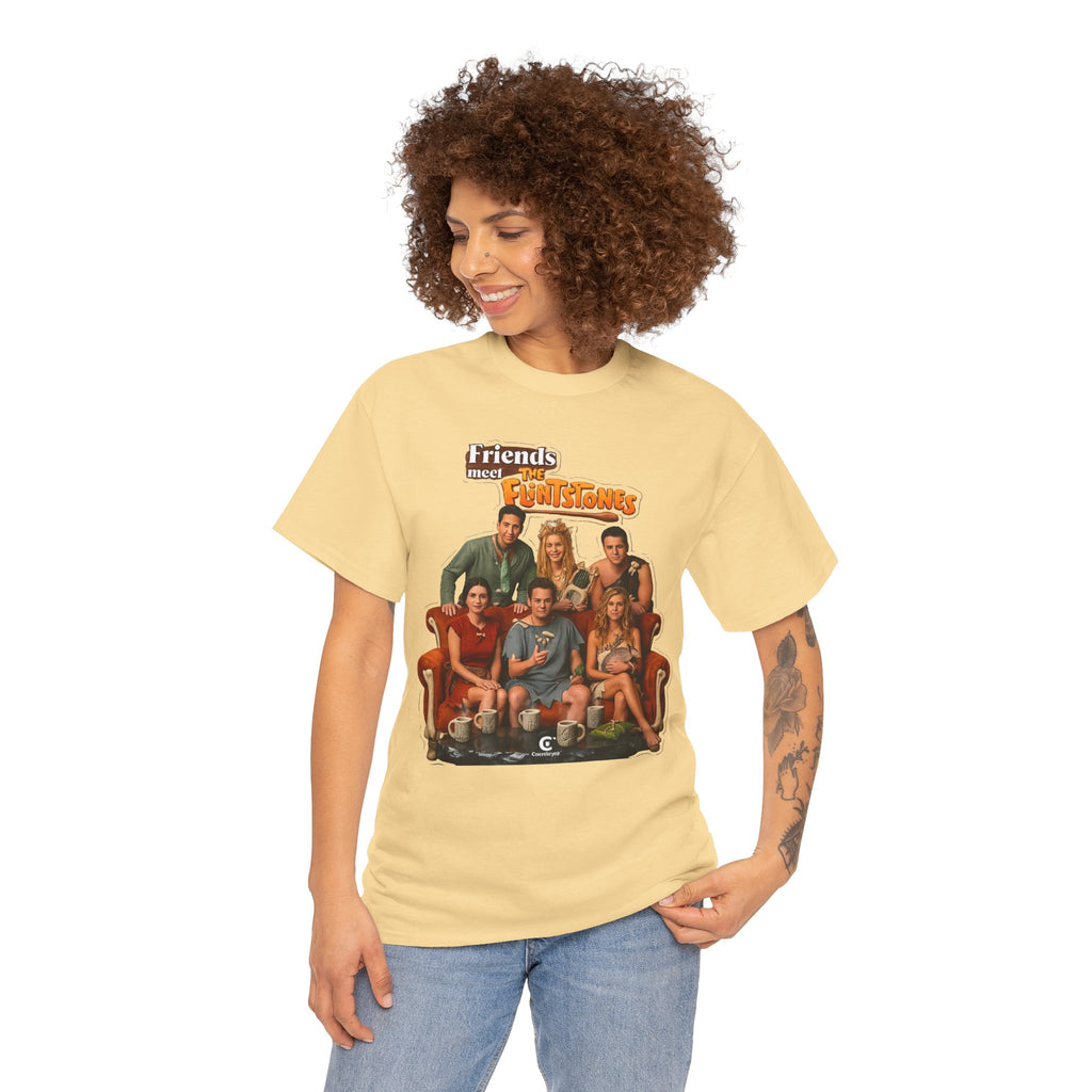 Friends meets the Flintstones TV Sitcom Cast Graphic Tee — 'Friends' Retro Couch Design