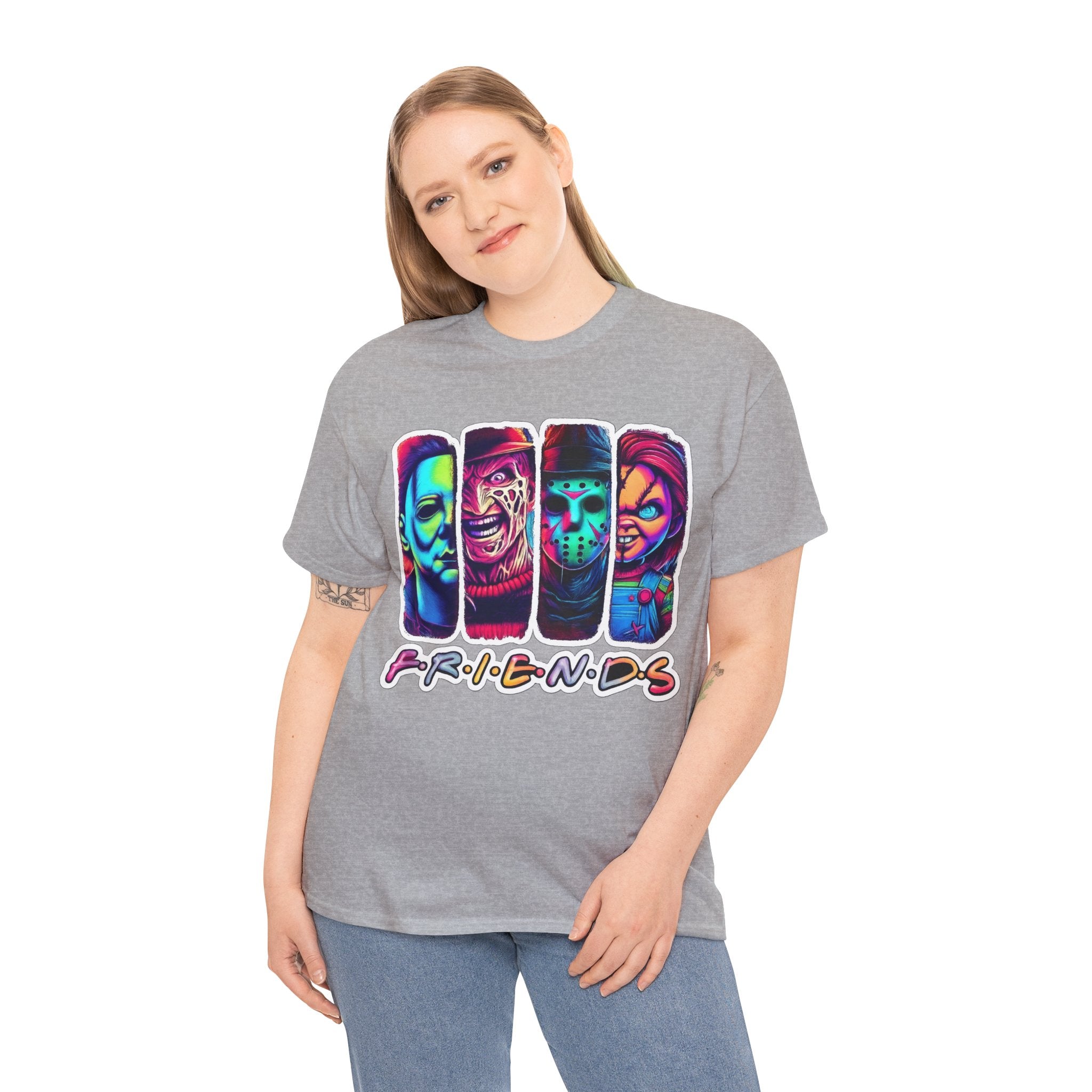Halloween Horror Icons "Friends" T-Shirt — Neon Retro Slasher Tee