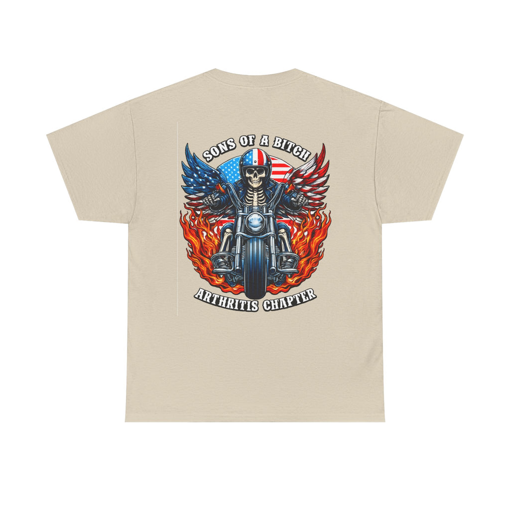 Motorcycle Skull Tee — "Sons of a B***h" Patriotic Biker Shirt