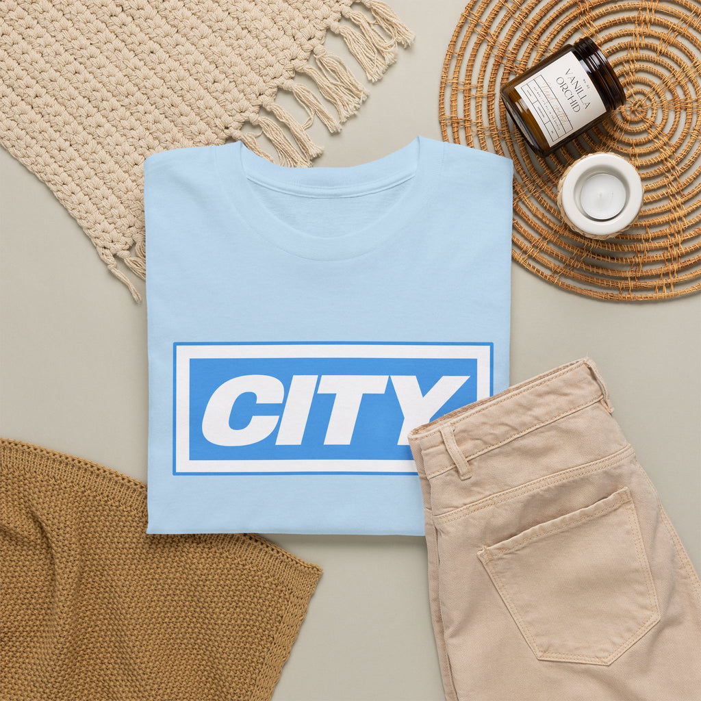 City Logo T-Shirt — Bold Blue Box Graphic Tee