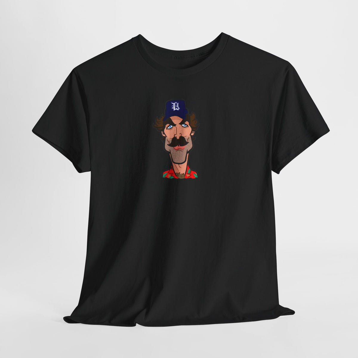 Magnum PI Retro Caricature T-Shirt — Retro Mustache Hat Portrait Tee
