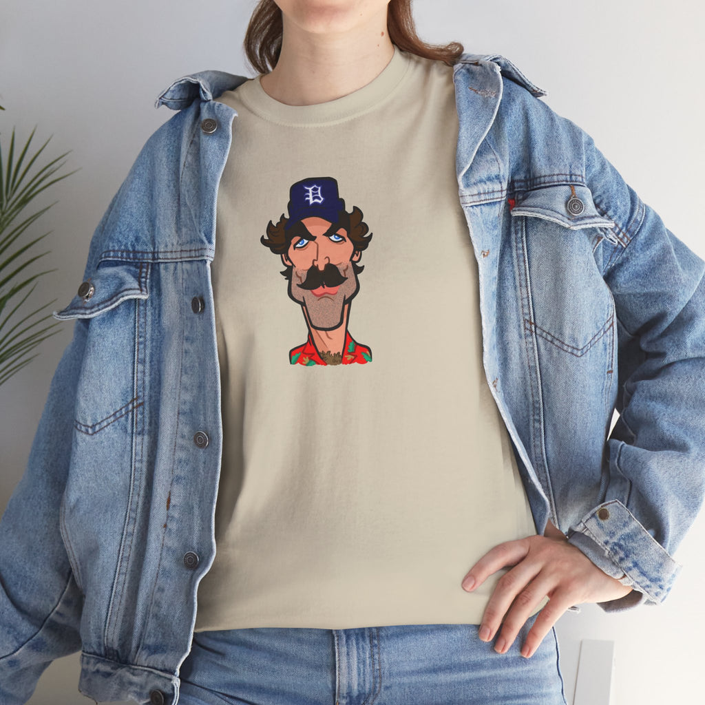 Magnum PI Retro Caricature T-Shirt — Retro Mustache Hat Portrait Tee