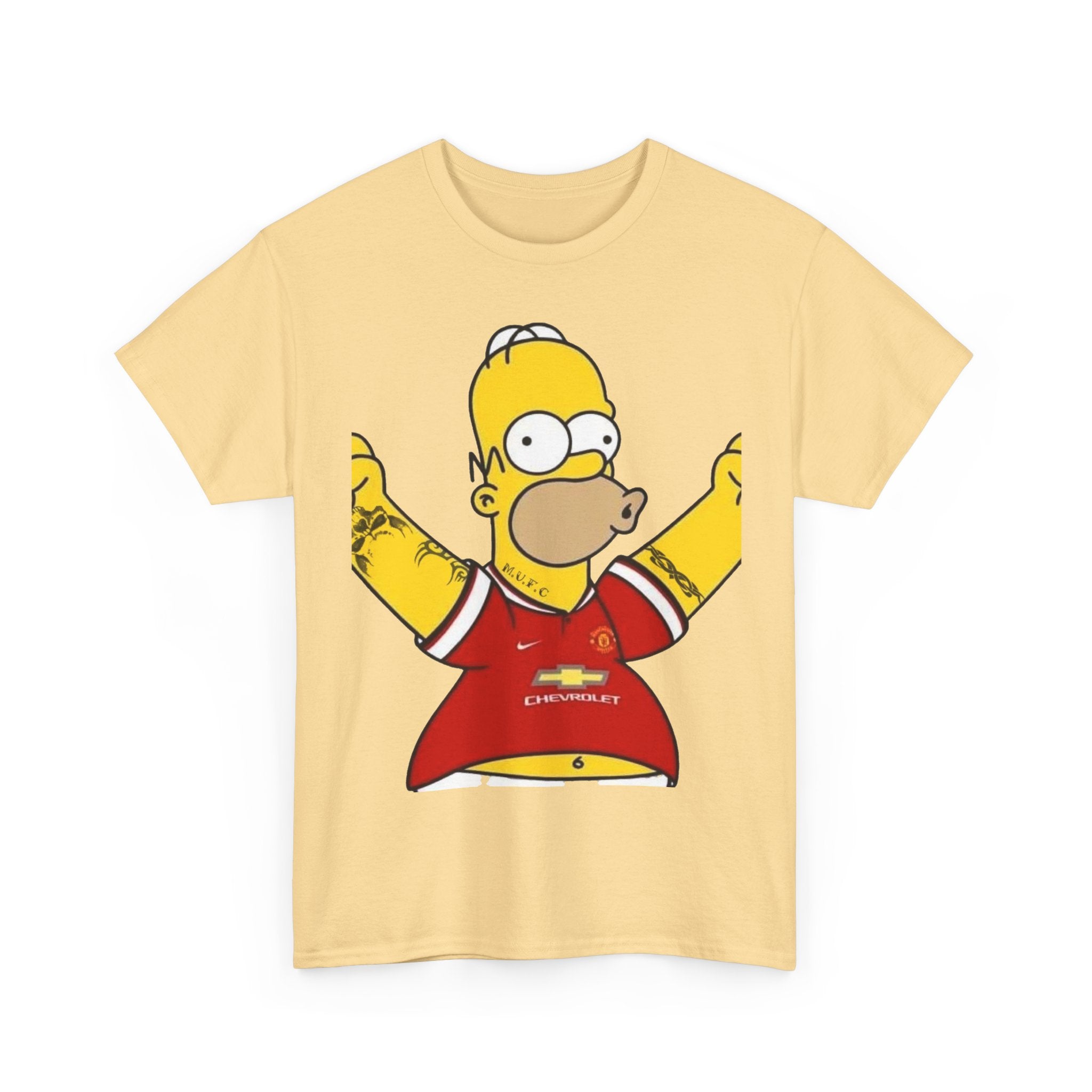 Homer Simpson Manchester Fan T-Shirt — Cartoon Football Supporter Tee