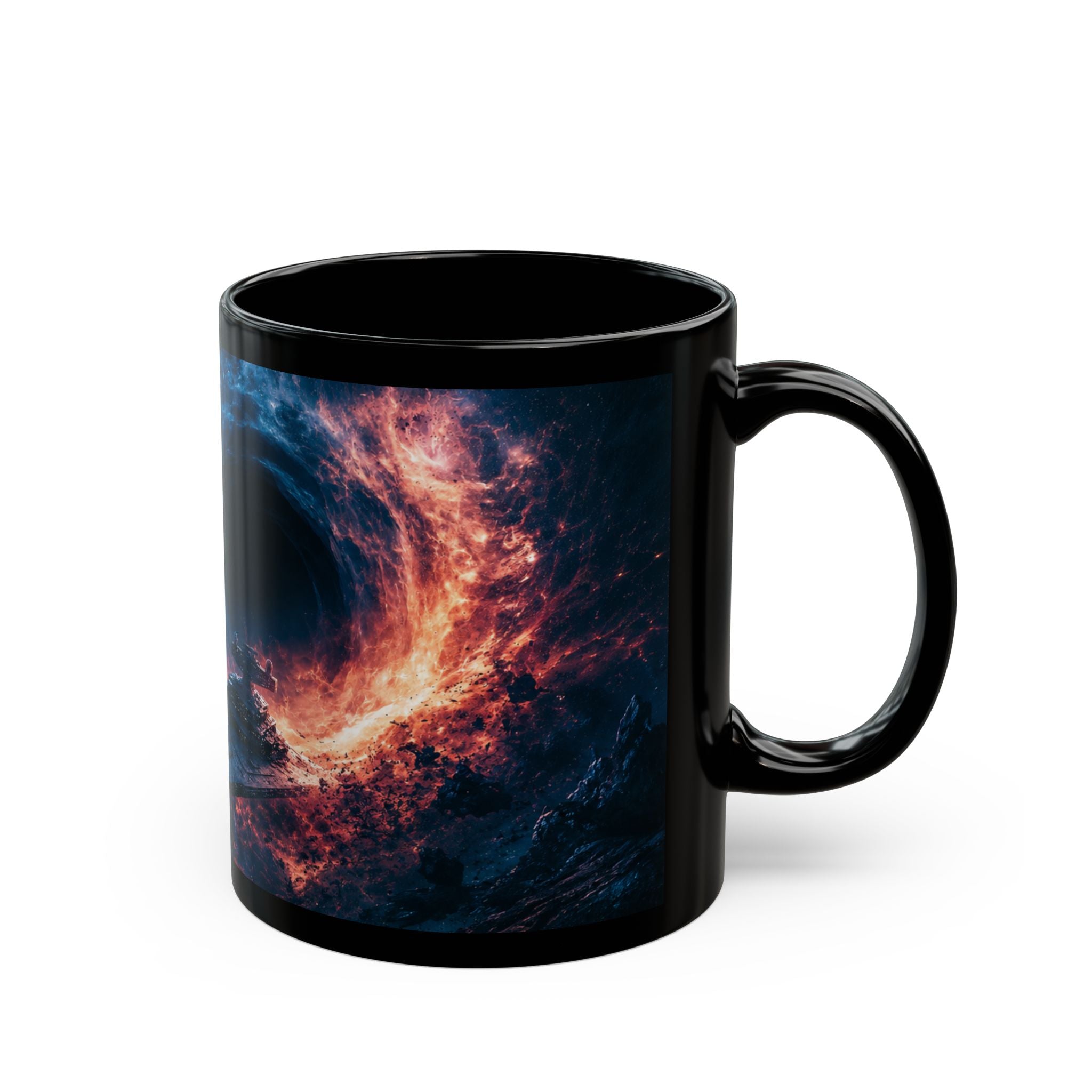 Empire Star Destroyer Space Vortex Black Mug — Cosmic Black Hole Coffee Cup (11oz/15oz)
