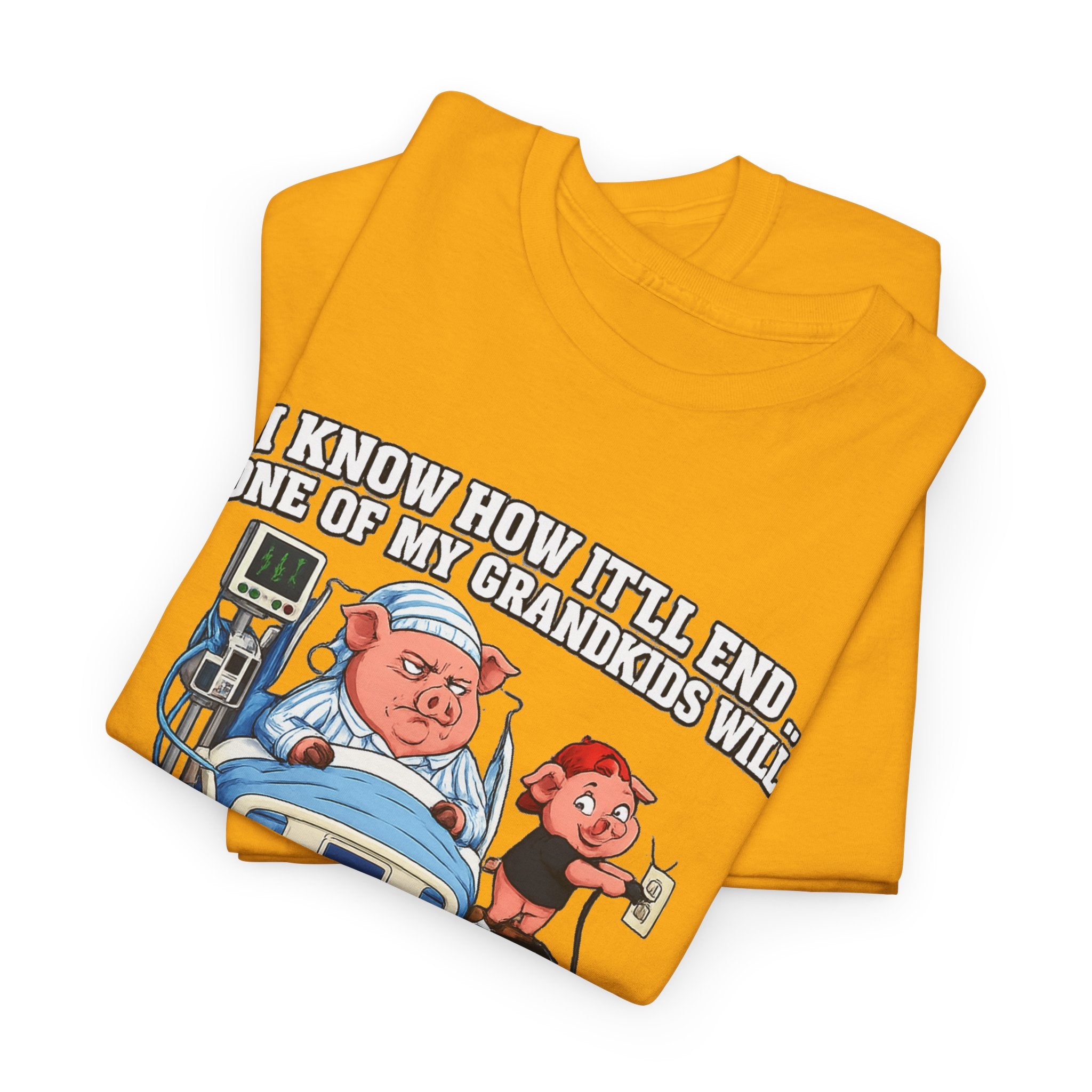 Funny Grandpa T-Shirt - "Unplug My Life Support to Charge Their Phone" Grandpa Humor Tee