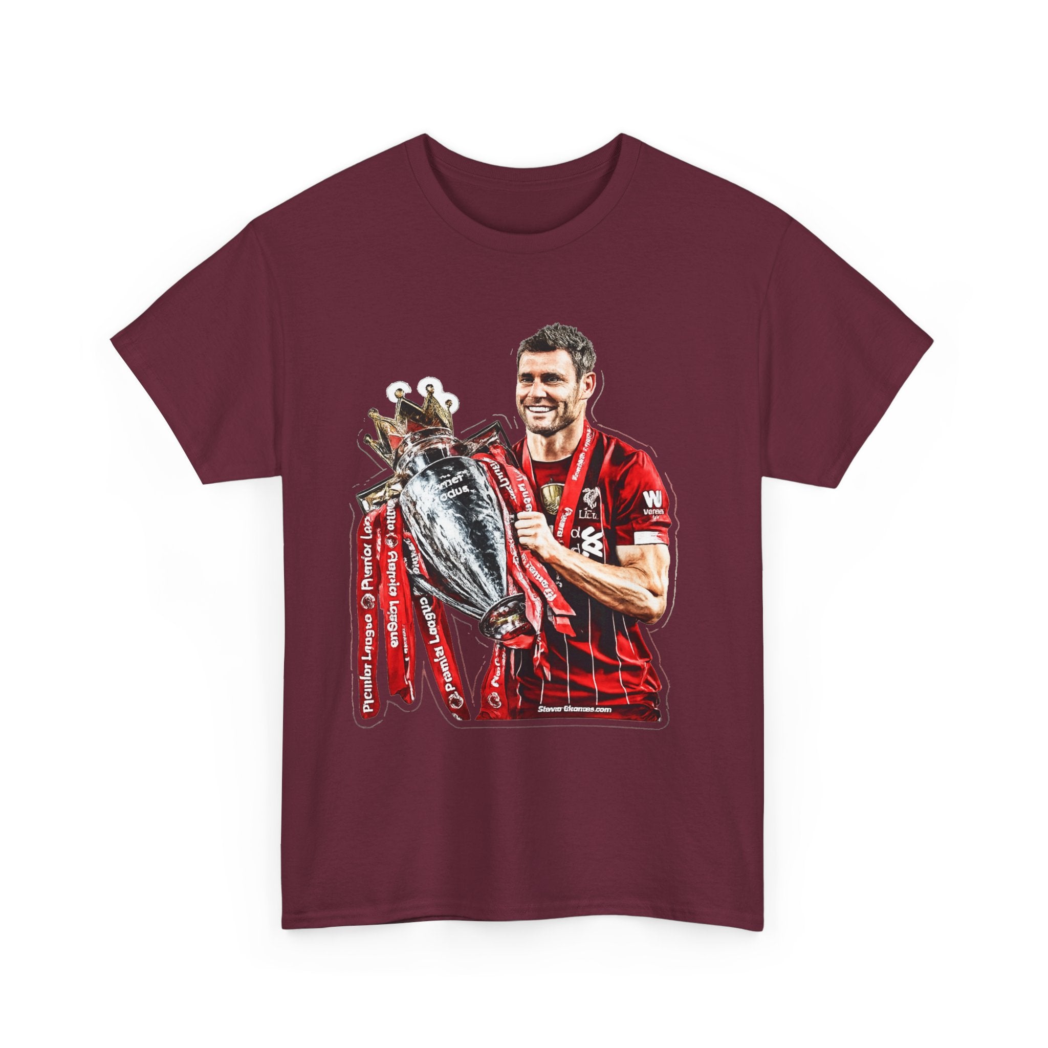 James Milner Liverpool Premier League Champion Trophy T-Shirt — Player Holding Premier Trophy