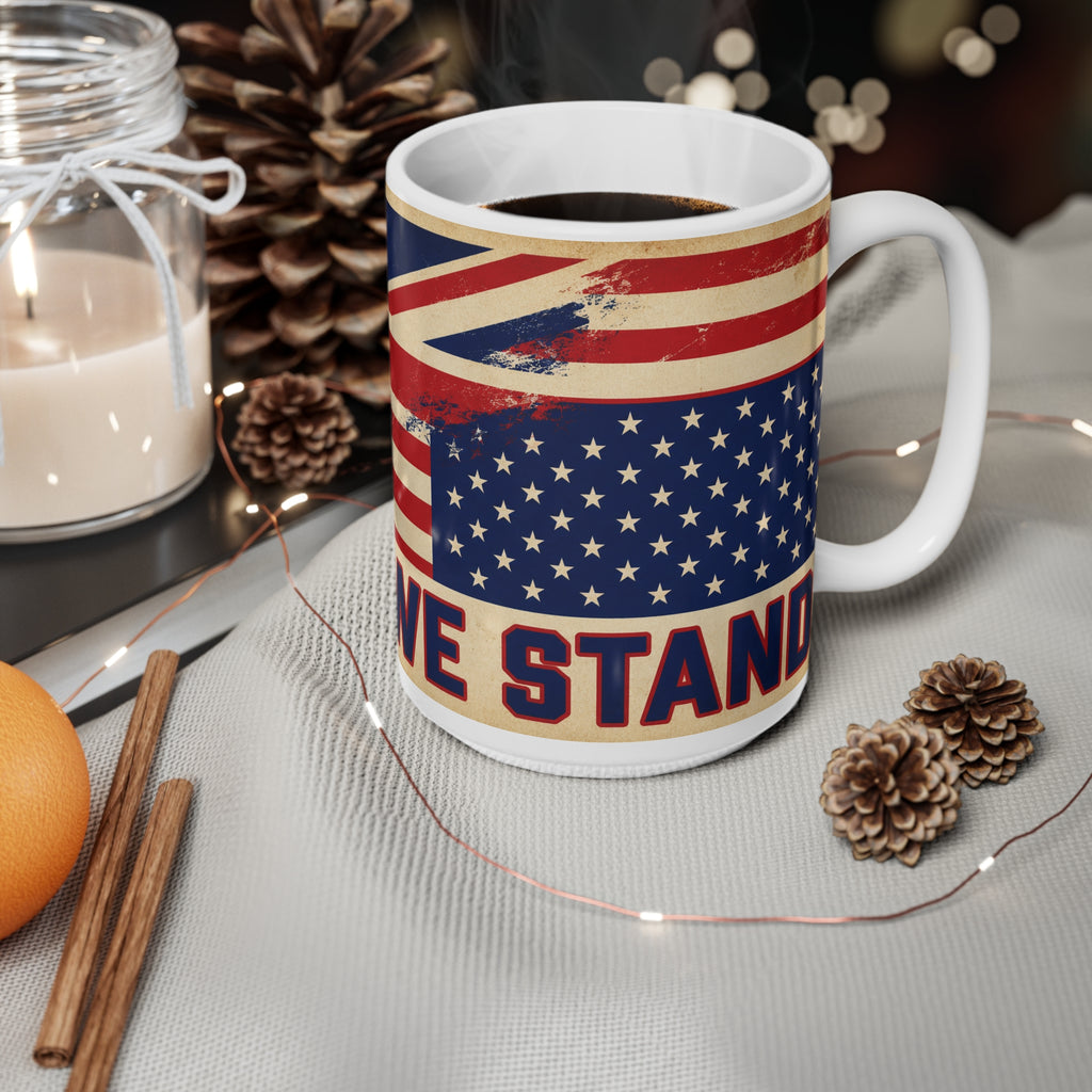 United We Stand Ceramic Coffee Mug — Vintage UK & USA Flag 11oz/15oz