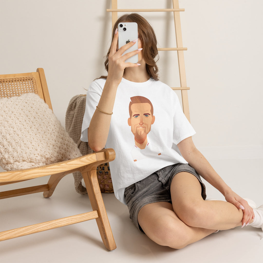 Harry Kane England Caricature Portrait Tee — Minimal Male Face Graphic Cotton T-Shirt