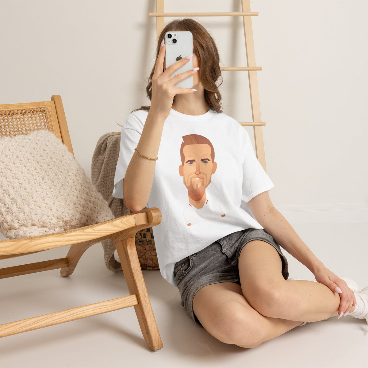 Harry Kane England Caricature Portrait Tee — Minimal Male Face Graphic Cotton T-Shirt