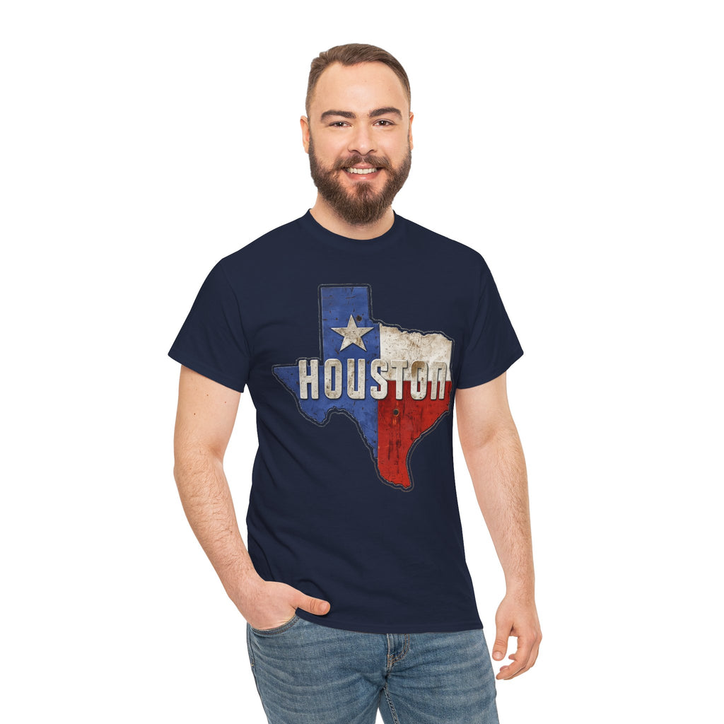 Houston Texas Flag Graphic Tee — Vintage State Outline T-Shirt