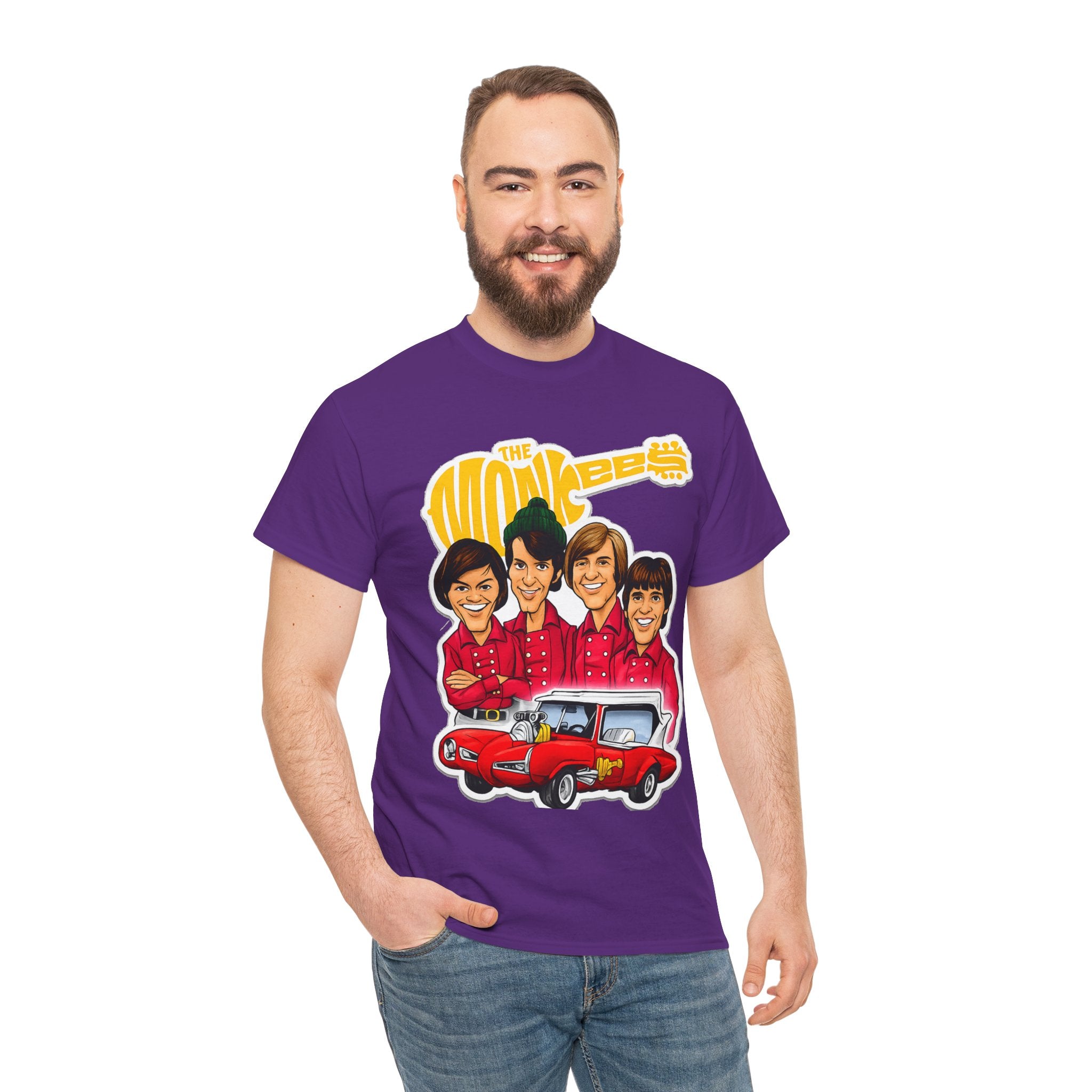 The Monkees Retro Band Tee — Colorful Car Cartoon Graphic