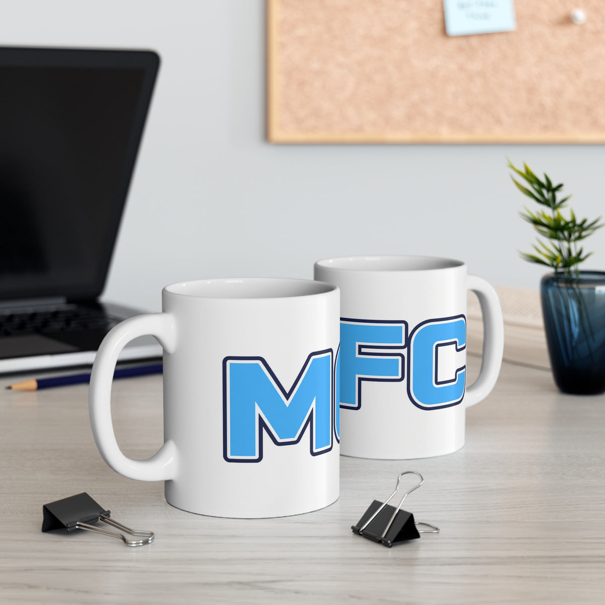 Coffee Mug — Bold Blue 'MICE' Retro Block Letter Ceramic Mug (11oz & 15oz)