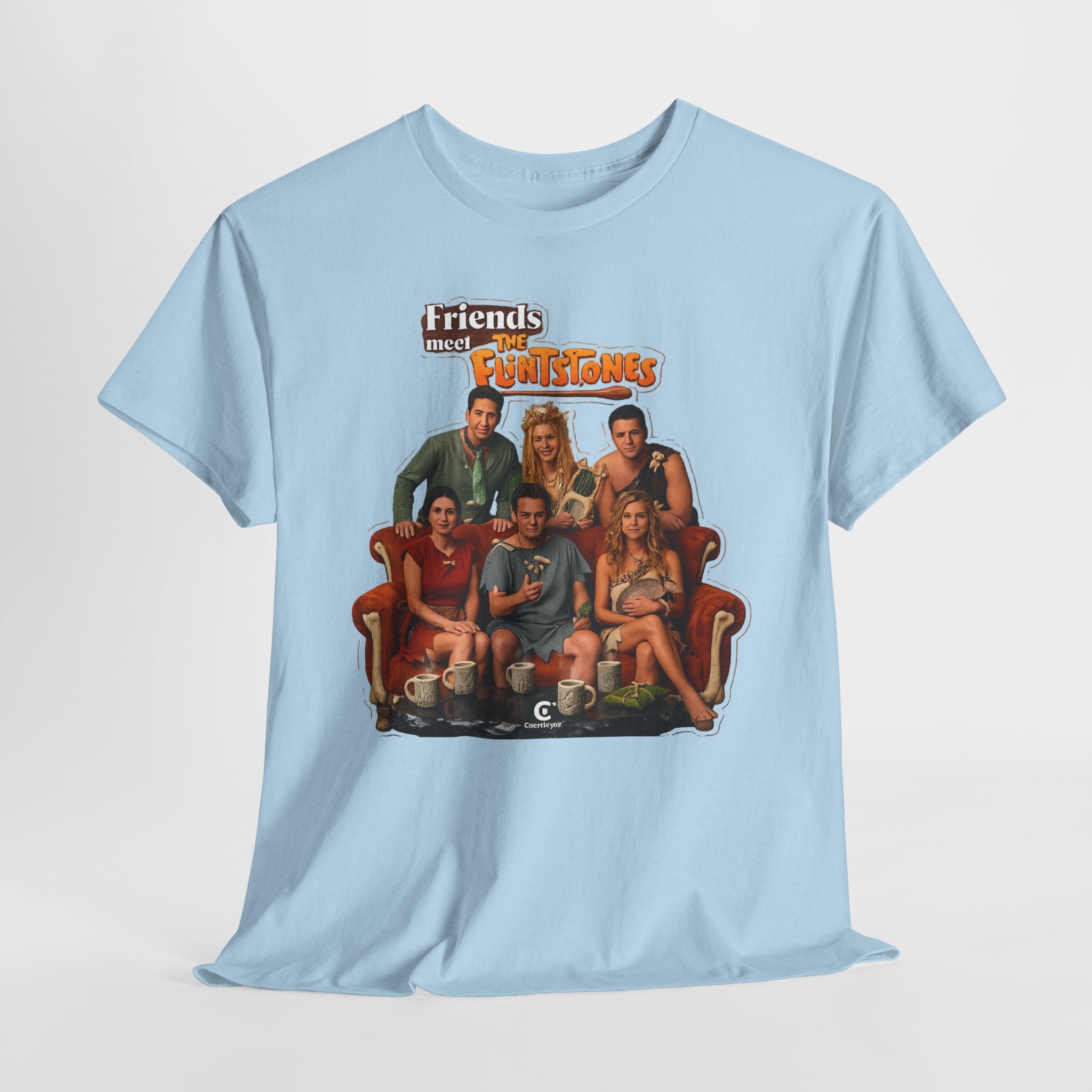 Friends meets the Flintstones TV Sitcom Cast Graphic Tee — 'Friends' Retro Couch Design