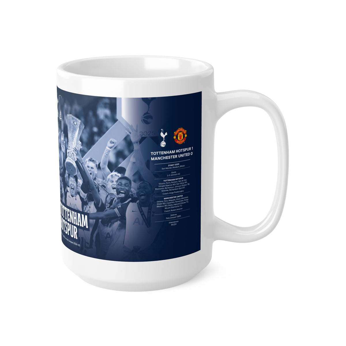2025 UEFA Europa League Winners Programme Cover Inspired Ceramic Coffee Mug — 11oz & 15oz