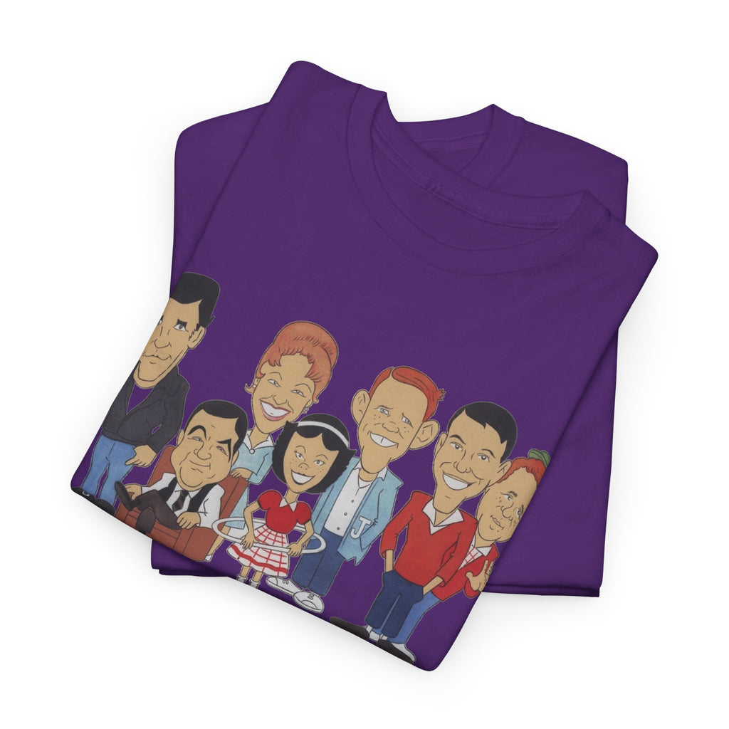 Happy Days Retro TV Cast Cartoon Tee - Vintage Sitcom Character Group Shirt
