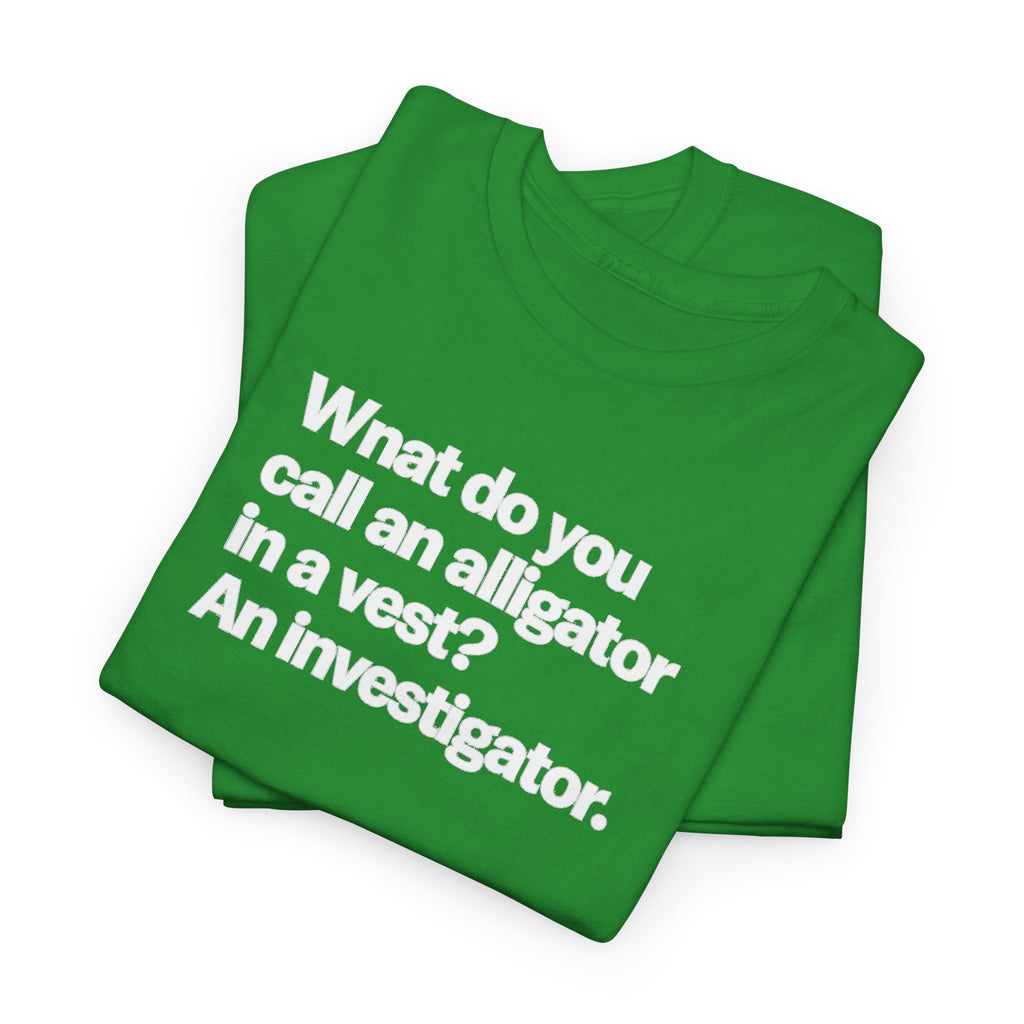 What do you call an Alligator White Minimalist Funny Tee — Subtle Embossed Text Casual T-Shirt