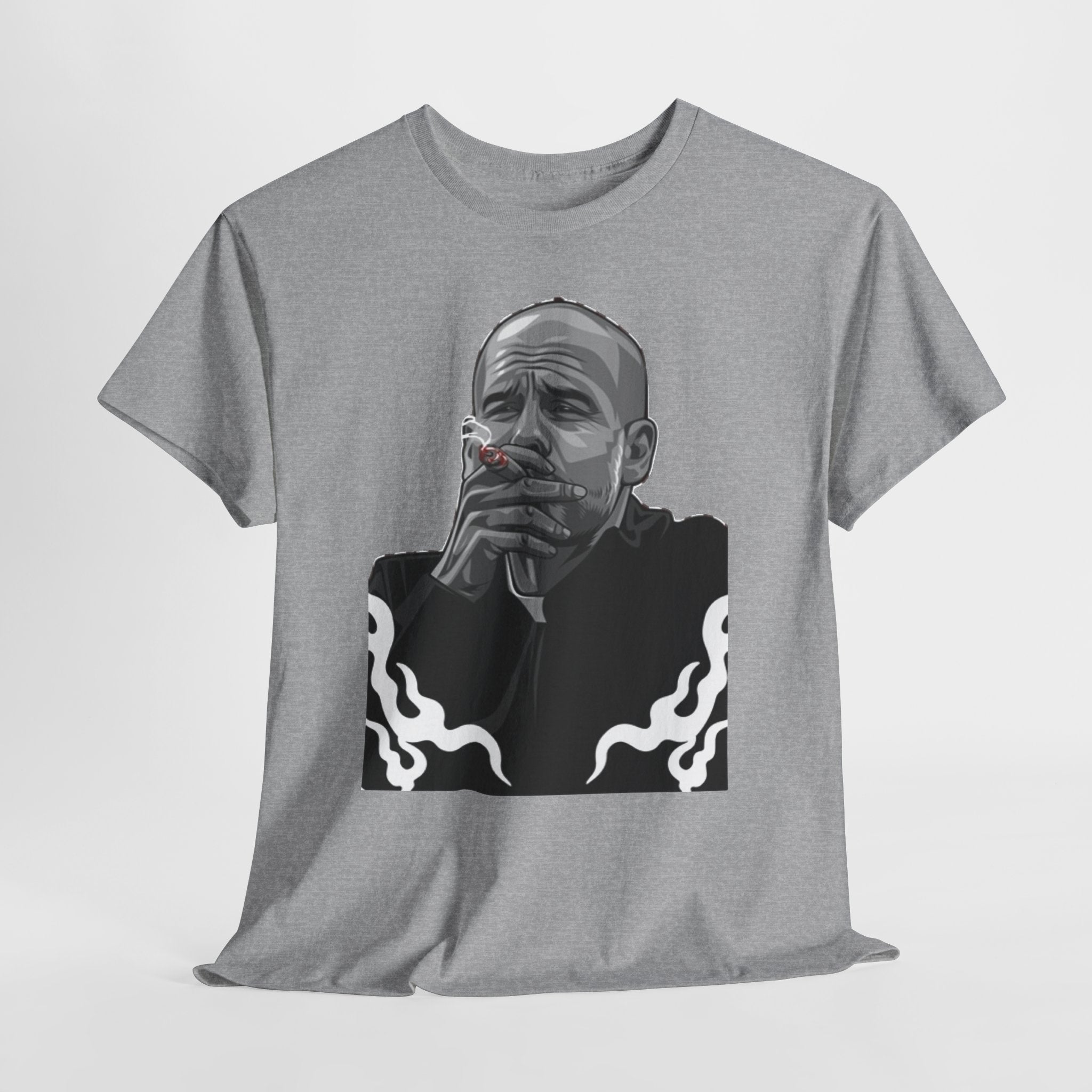 Pep Guardiola Smoking Portrait T‑Shirt — Moody Graphic Tee