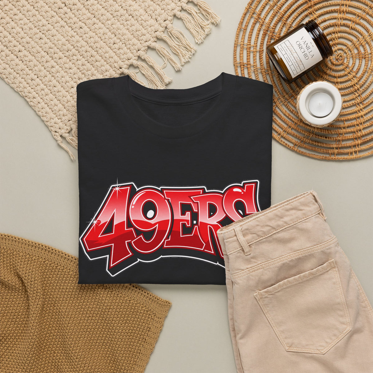 T-Shirt — '49ERS' Red Graffiti Sports Logo Tee