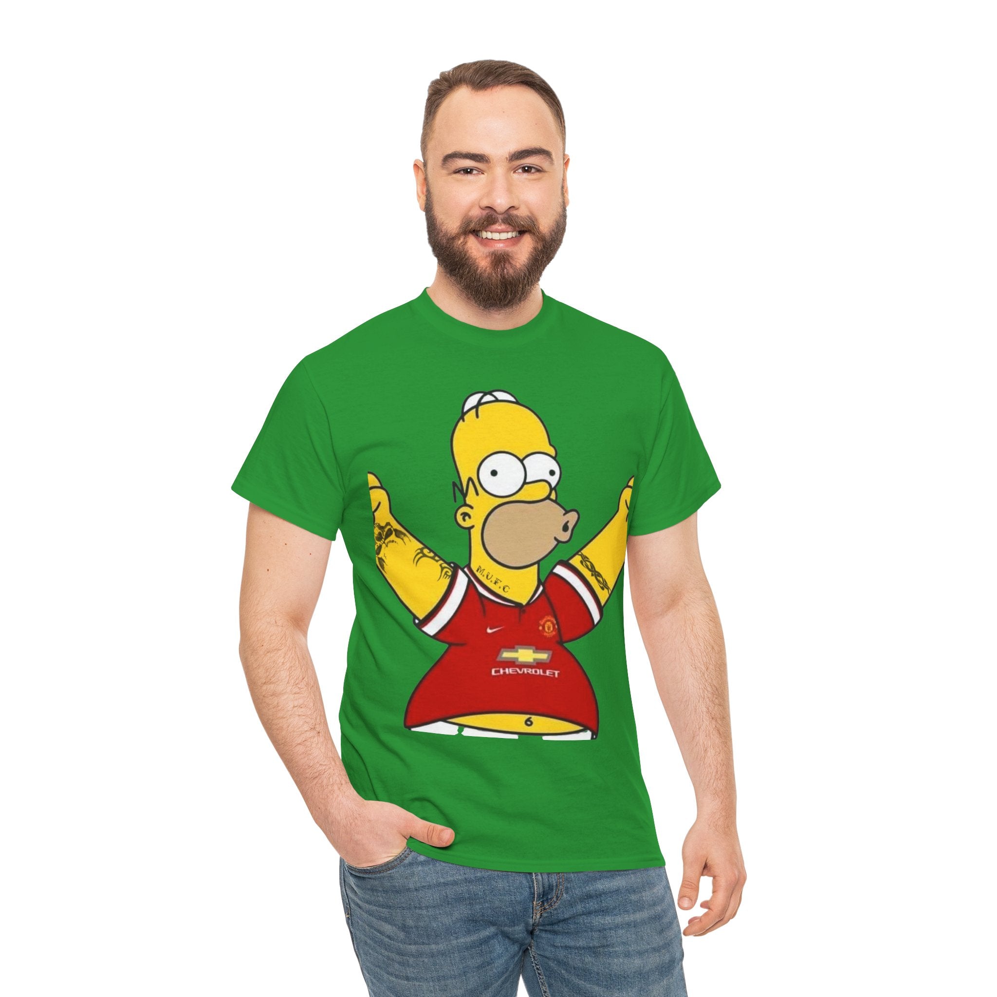 Homer Simpson Manchester Fan T-Shirt — Cartoon Football Supporter Tee
