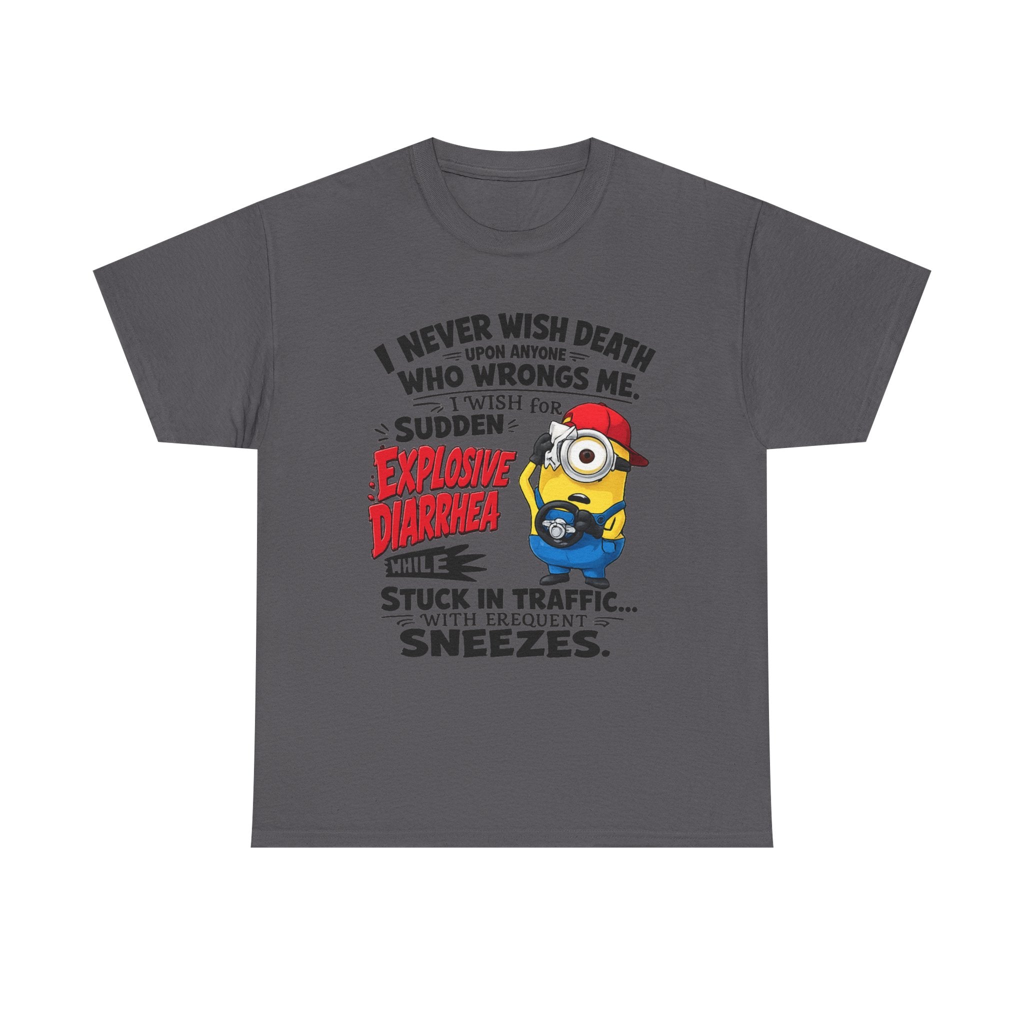 Funny Minion Traffic Tee — "Explosive Diarrhea" Humorous Graphic T-Shirt