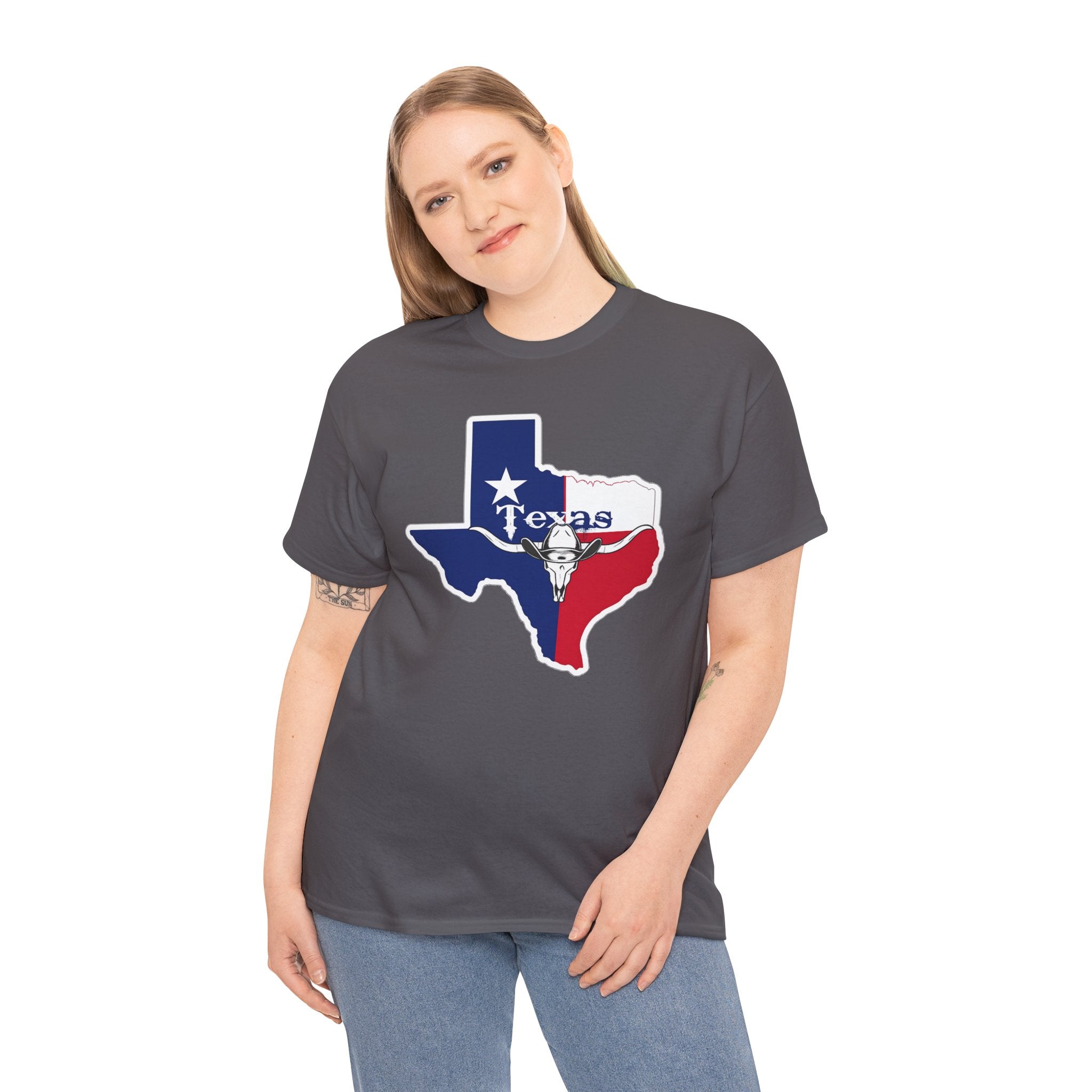 Texas Flag Outline T-Shirt — Lone Star State Map Tee with 'Texas' Text