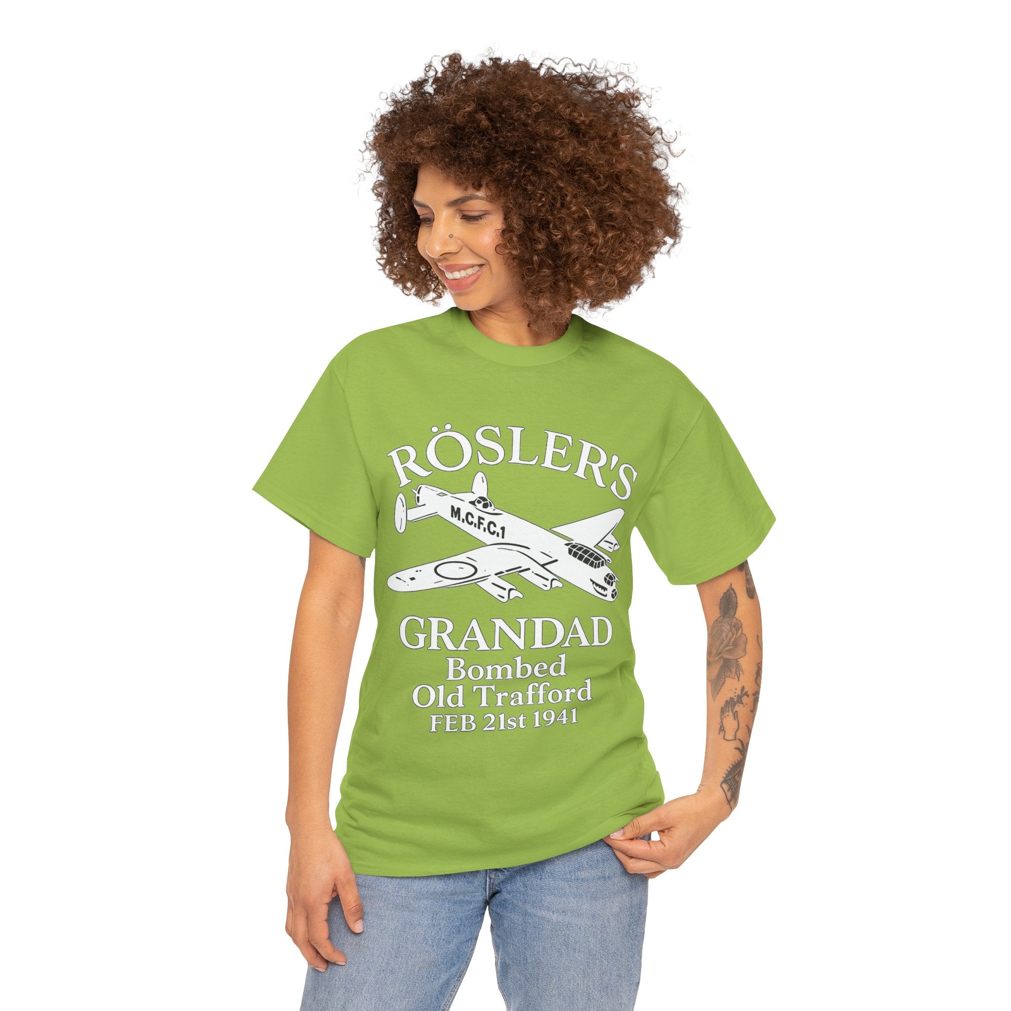 Rösler's Grandad Bombed Old Trafford Tee — WWII Tribute Military Plane Shirt (Feb 21, 1941)