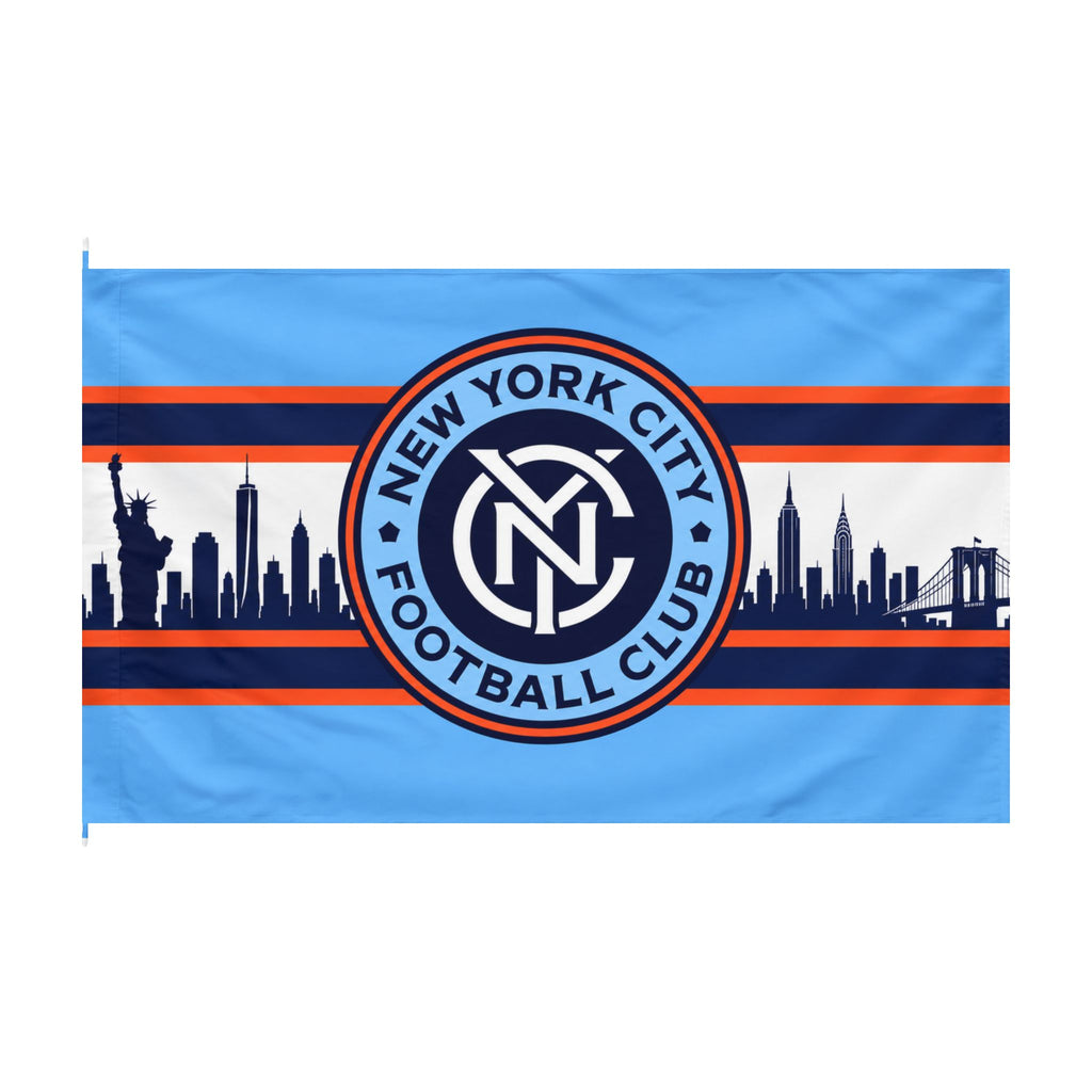 New York City FC Double-Sided Flag — NYCFC Skyline Supporter Banner