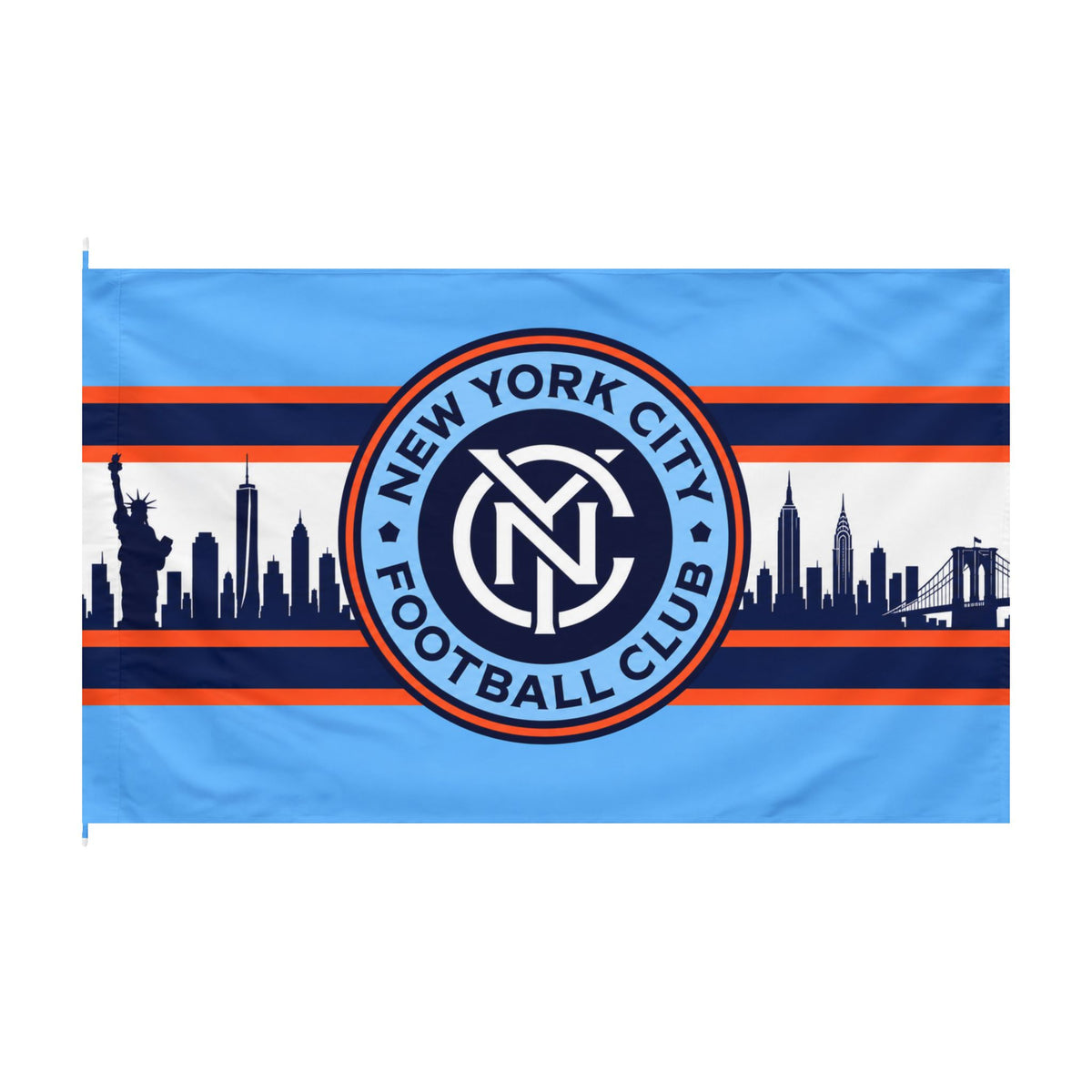 New York City FC Double-Sided Flag — NYCFC Skyline Supporter Banner