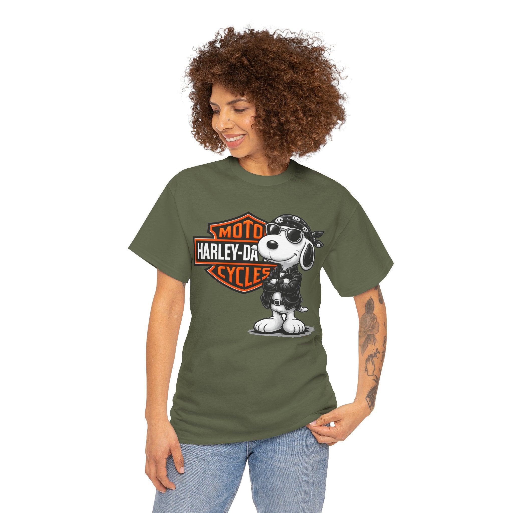 Harley-Style Snoopy Biker Cotton T-Shirt / Tee