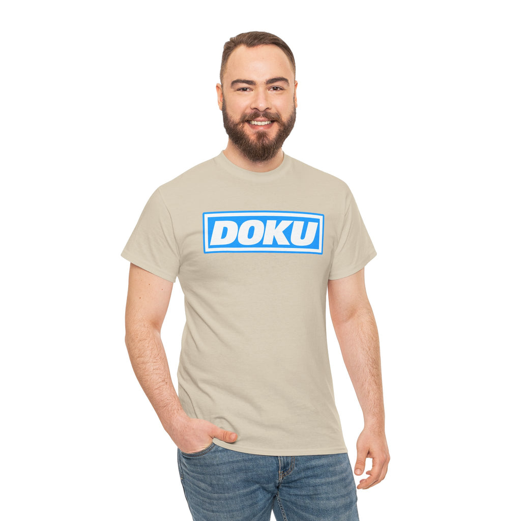 Doku Manchester City Player Logo Cotton Tee — Minimal Blue Box Graphic T-Shirt