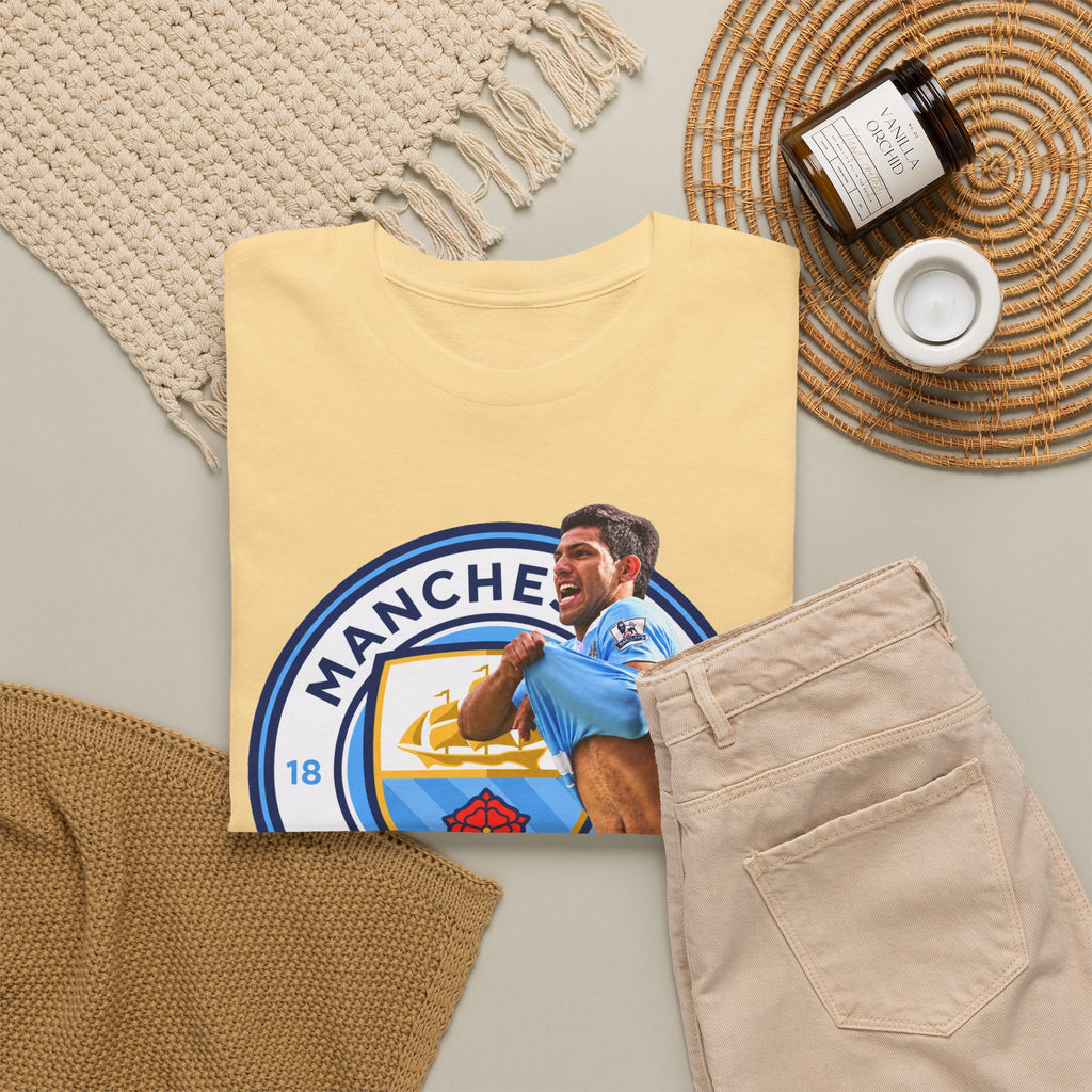Sergio Aguero Manchester City Legend Soccer Tee — Player Celebration Graphic T-Shirt