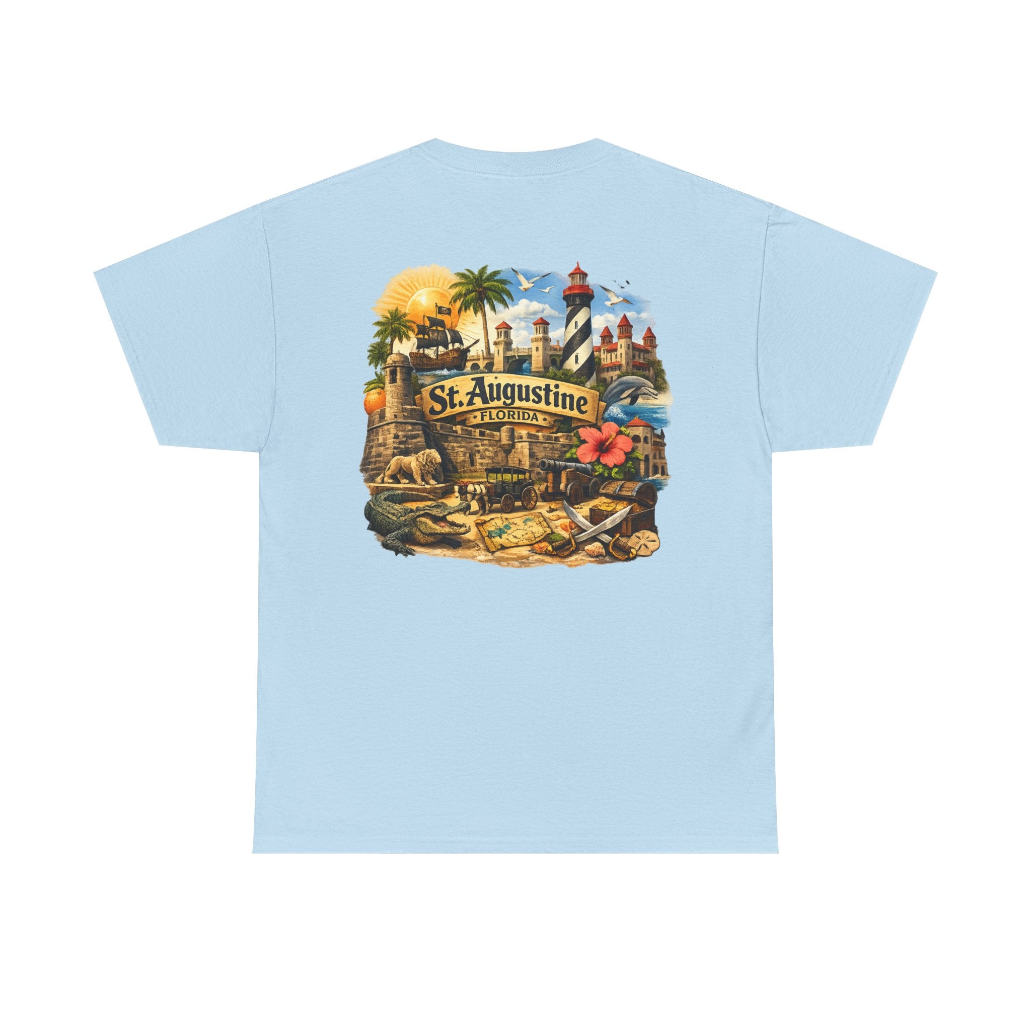St. Augustine Florida Vintage Travel Tee — Retro Beach & Lighthouse Souvenir T-Shirt