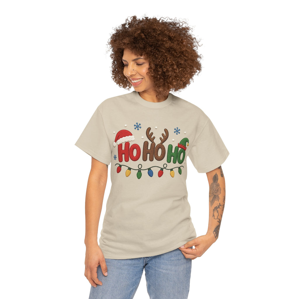 Christmas Ho Ho Ho Tee — Festive Santa, Reindeer & Lights Holiday T-Shirt
