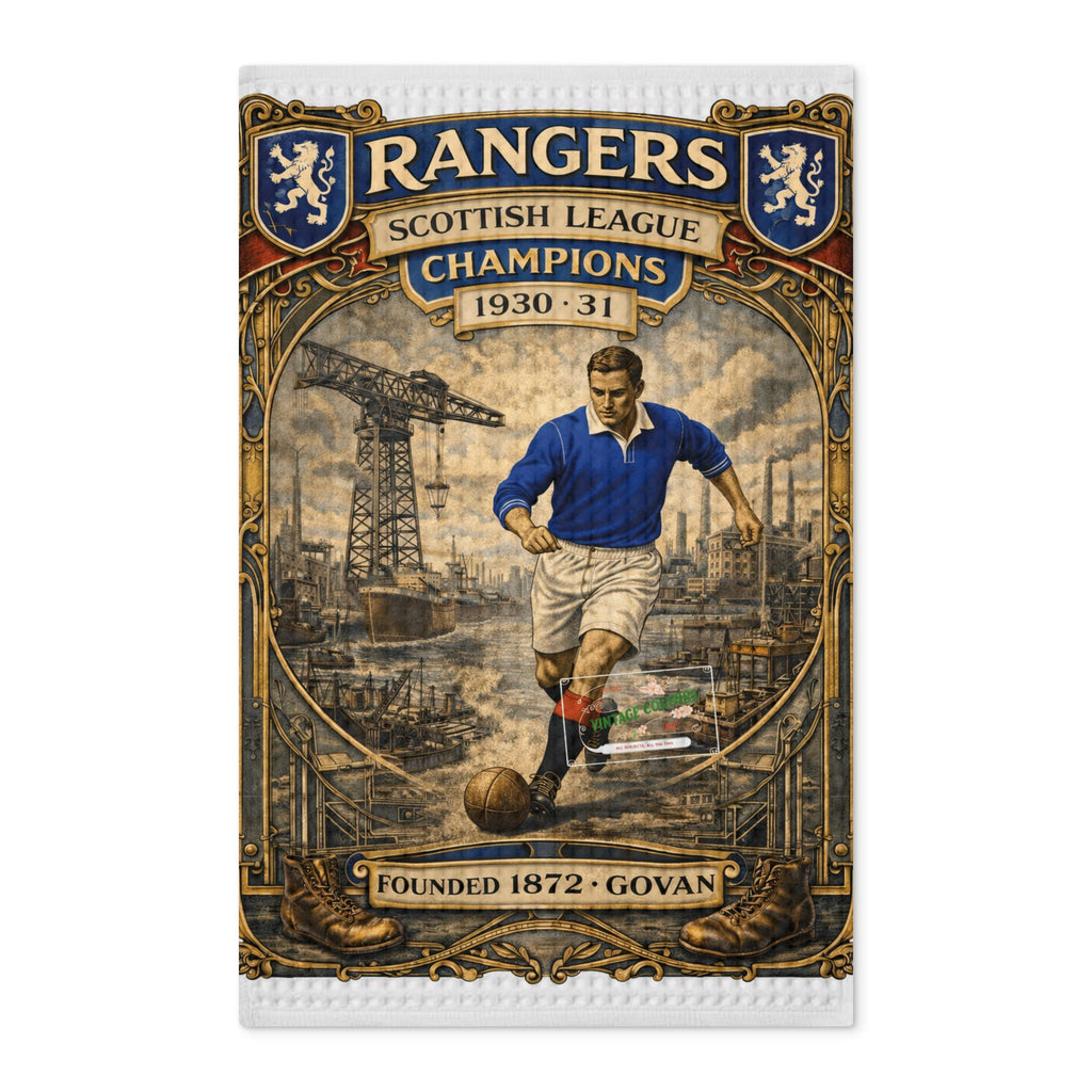 Rangers Vintage Soccer Tea Towel — Scottish League Champions 1930-31