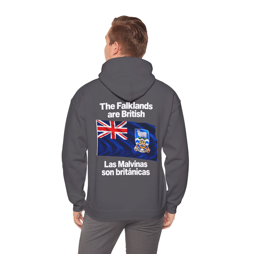 Falklands Are British Hoodie – Bilingual 'Las Malvinas son británicas' Flag Pullover