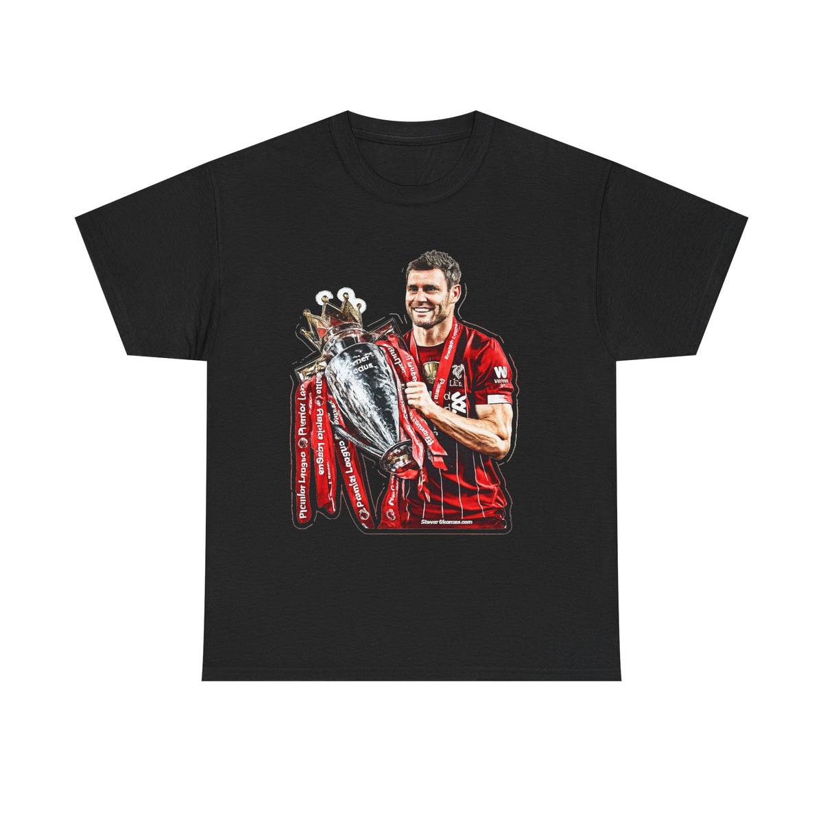 James Milner Liverpool Premier League Champion Trophy T-Shirt — Player Holding Premier Trophy