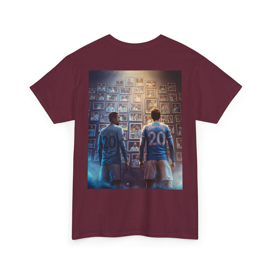 Bernardo Silva Manchester City Legend Graphic Tee — Player Cartoon Front & Tribute Poster Back