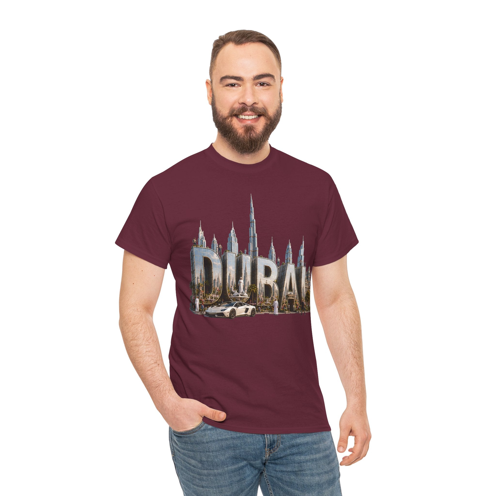 Dubai Skyline T-Shirt — Dubai Cityscape Graphic Tee with Burj Khalifa
