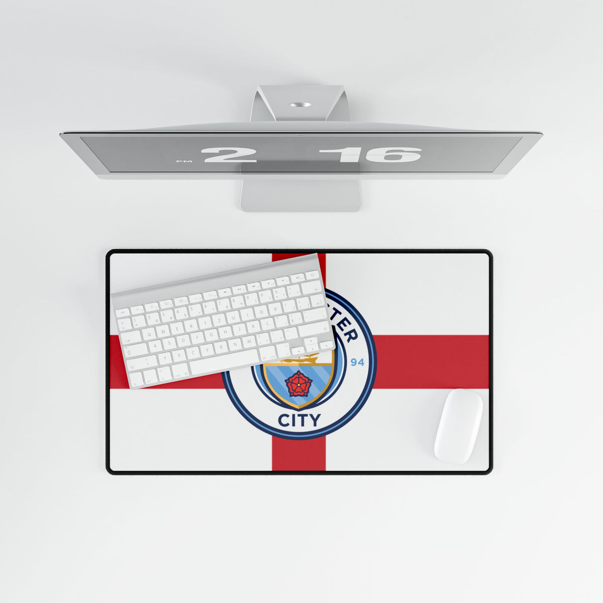 Manchester City St George Flag Desk Mat — Large Football Club Gaming Mouse Pad