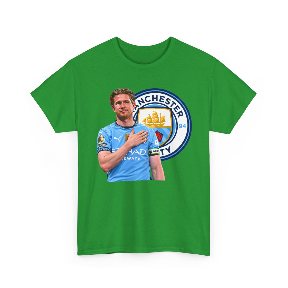 Kevin De Bruyne Manchester City Legend Cotton T-Shirt — Player Tribute Tee (Heart Badge Design)