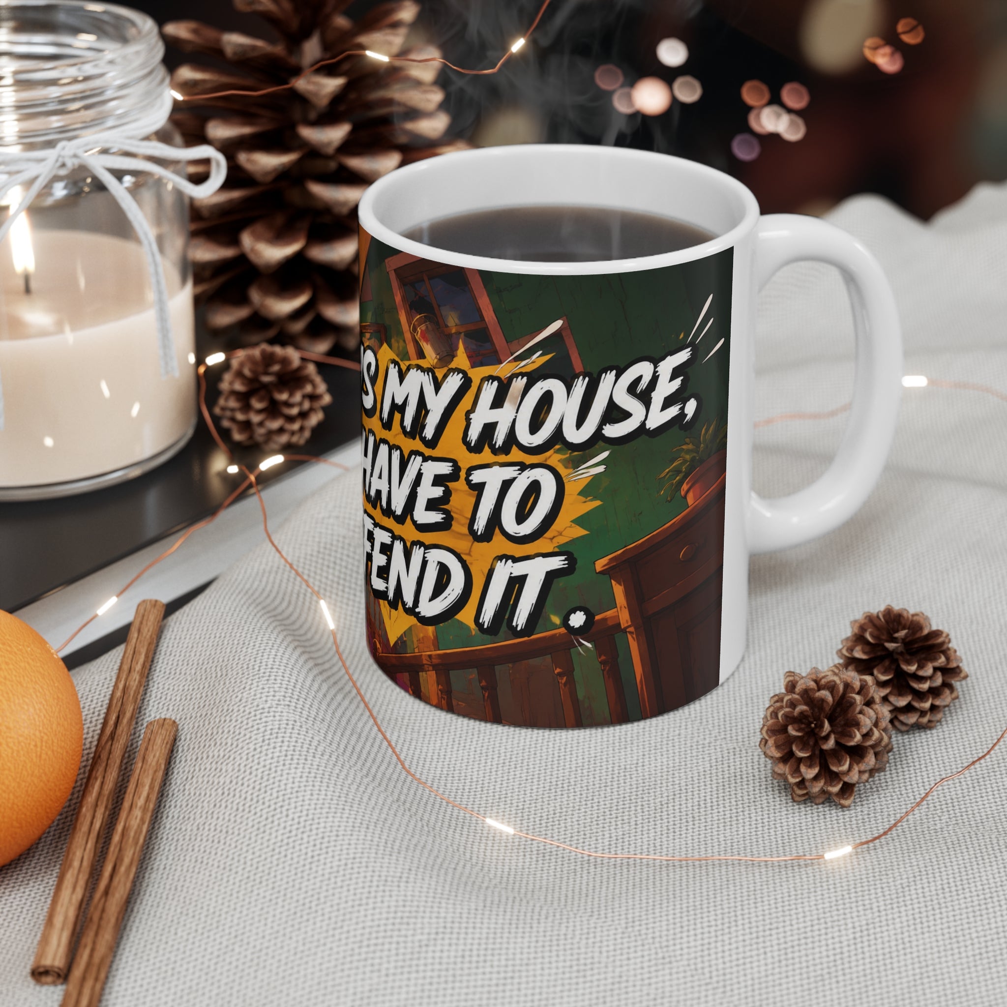 Home Alone Inspired Anime Coffee Mug — "This Is My Cozy Face, I Have Defended" 11oz & 15oz Ceramic