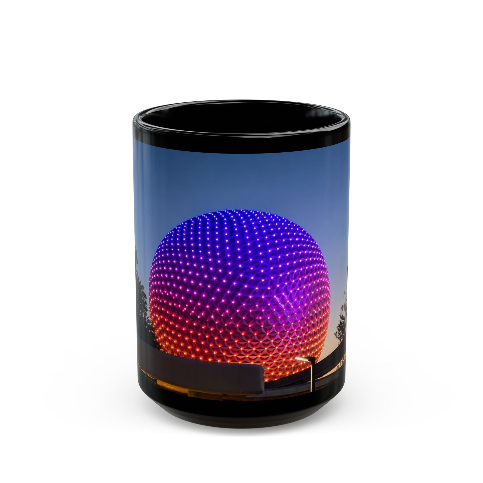 Epcot Spaceship Earth Sunset Mug — Colorful Neon Globe Coffee Cup (11oz/15oz)