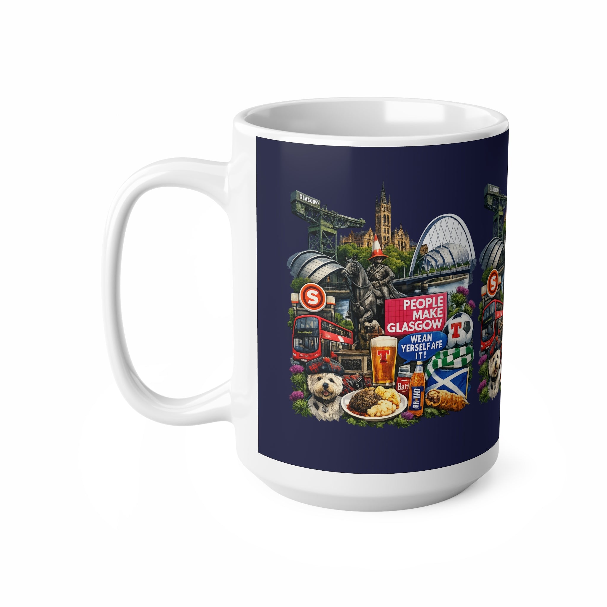Glasgow Landmarks Ceramic Mug — People Make Glasgow Collage, 11oz & 15oz