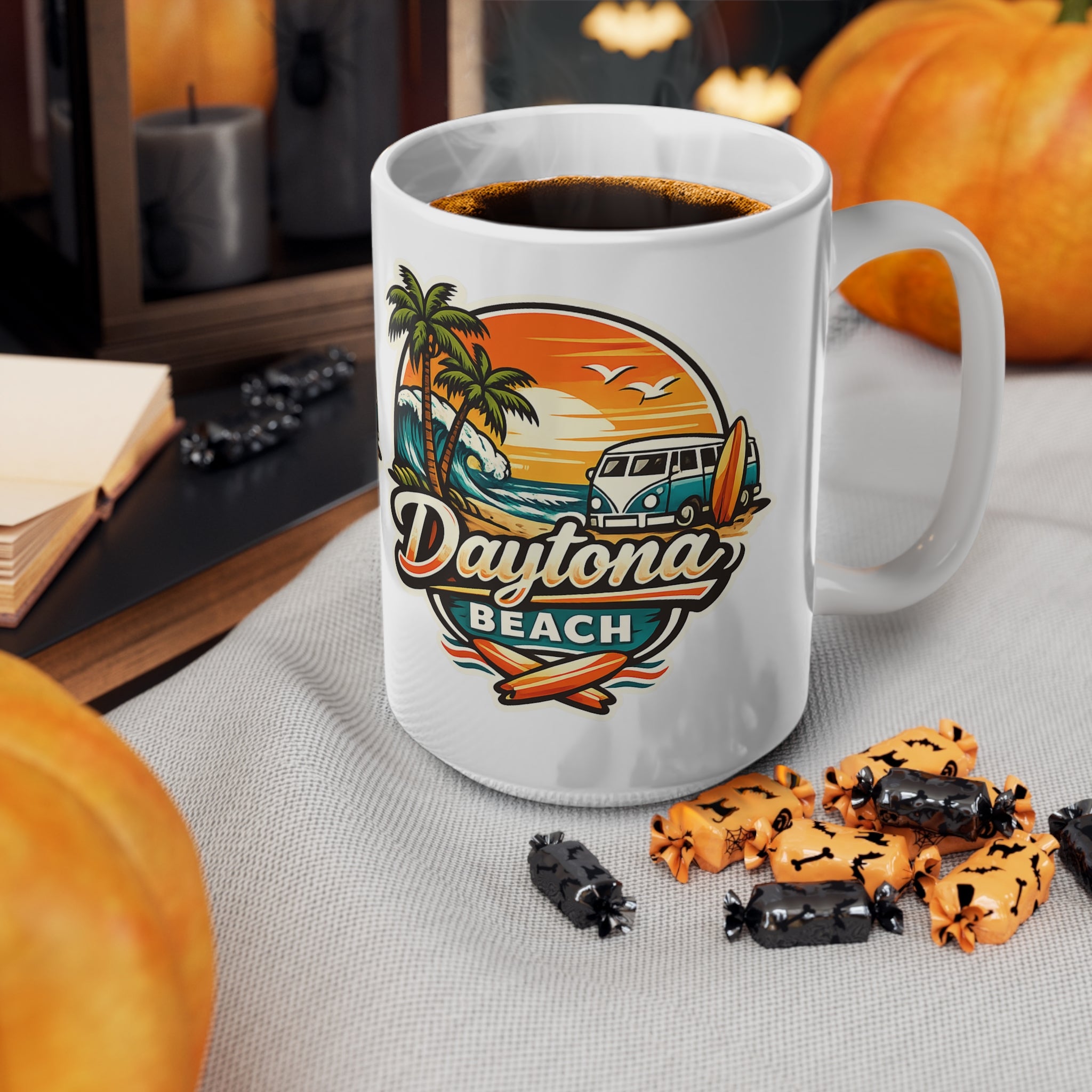 Daytona Beach Ceramic Coffee Cups, 11oz, 15oz