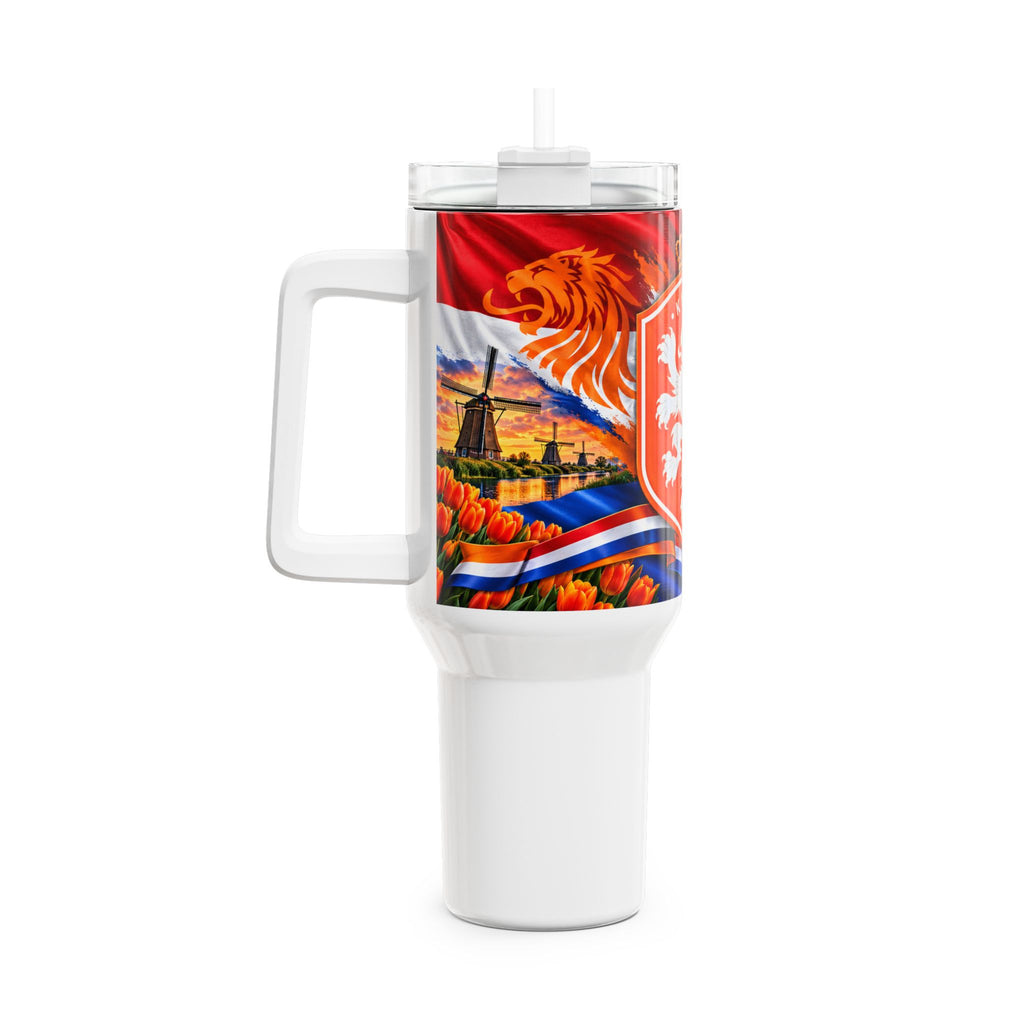 Netherlands Lion Crest 40oz Tumbler – Dutch Flag, Windmill & Tulip Travel Cup
