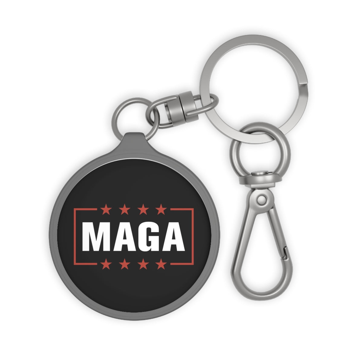 MAGA Round Keyring Tag — Patriotic Political Keychain
