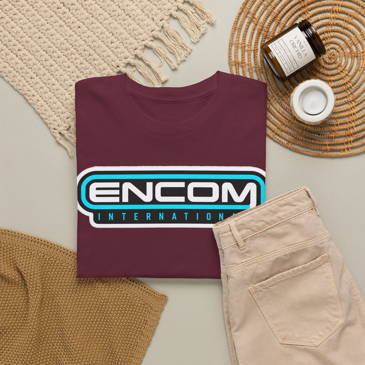 ENCOM International Logo Cotton T-Shirt — Retro Tech Gaming Tee